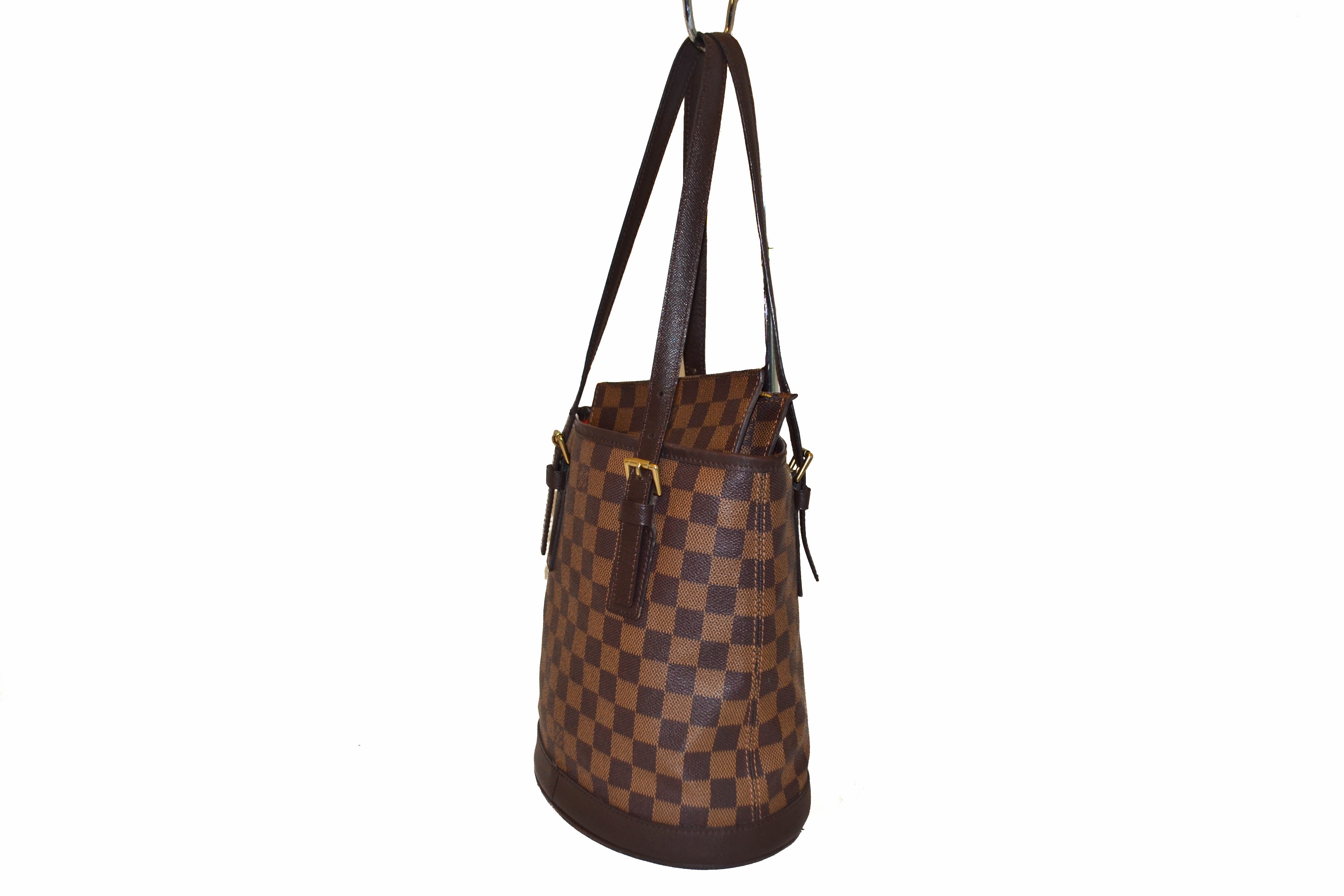 Authentic Louis Vuitton Damier Ebene Bucket PM Shoulder Bag