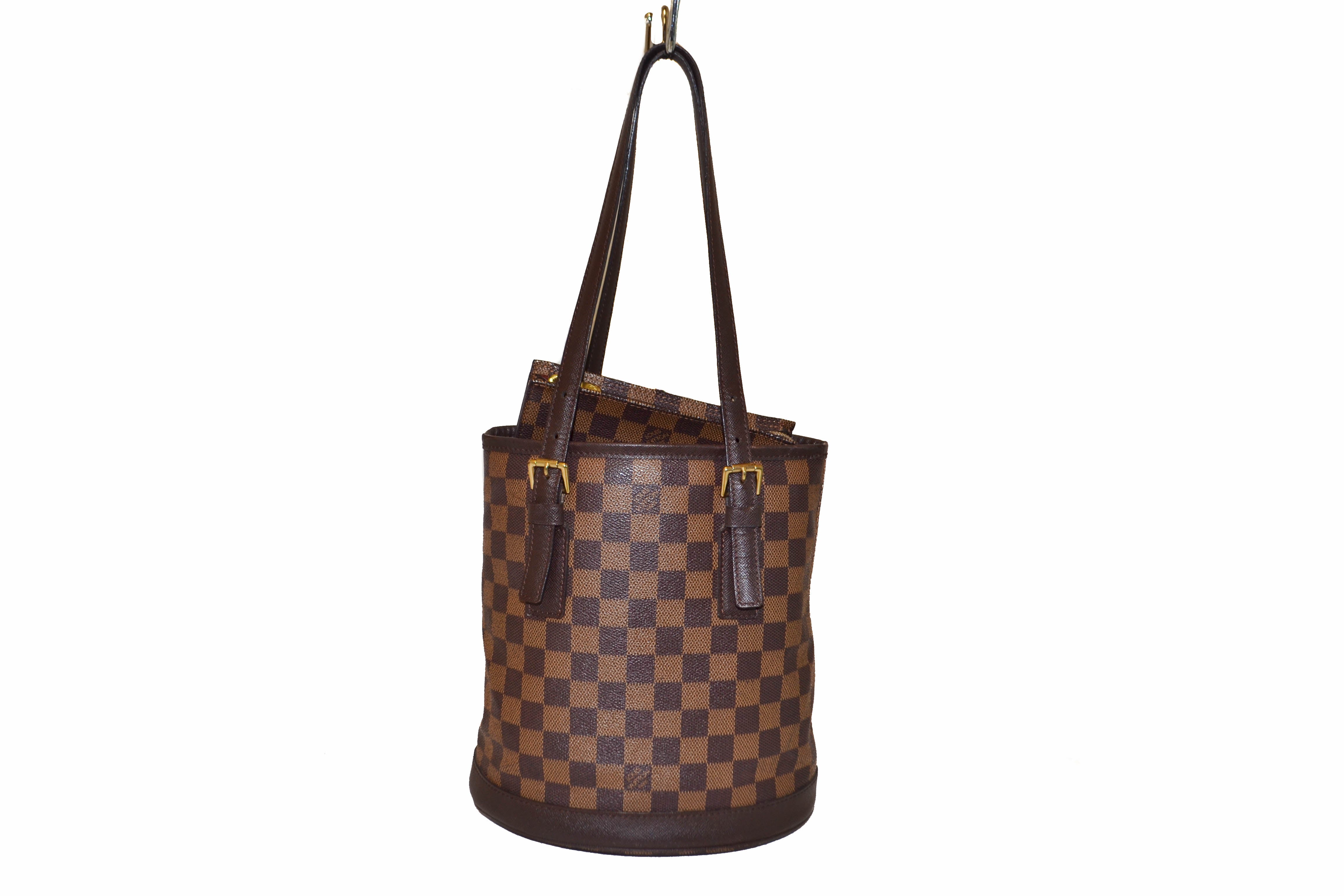 Authentic Louis Vuitton Damier Ebene Bucket PM Shoulder Bag