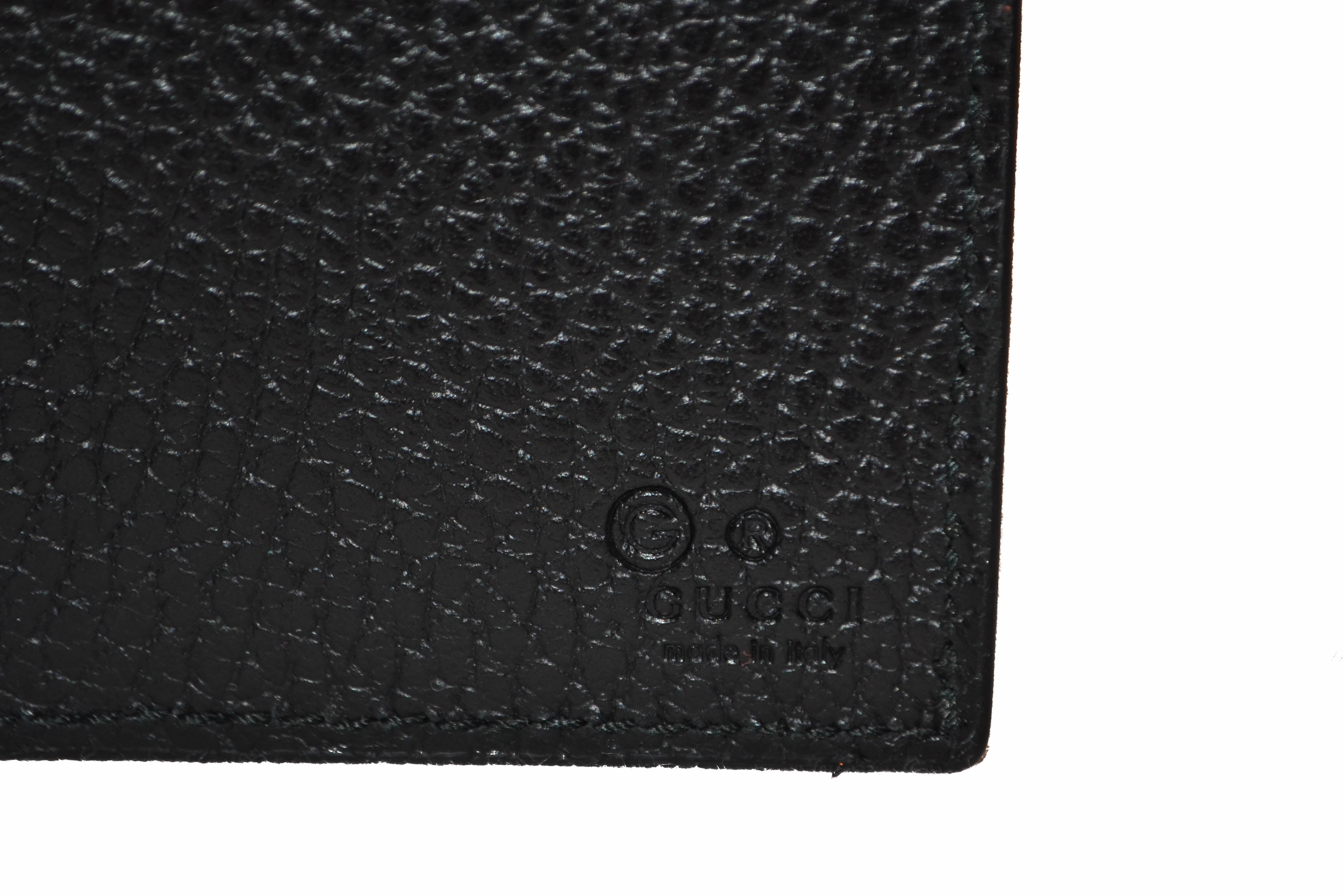 New Authentic Gucci Black Men's Leather Bi-Fold Wallet