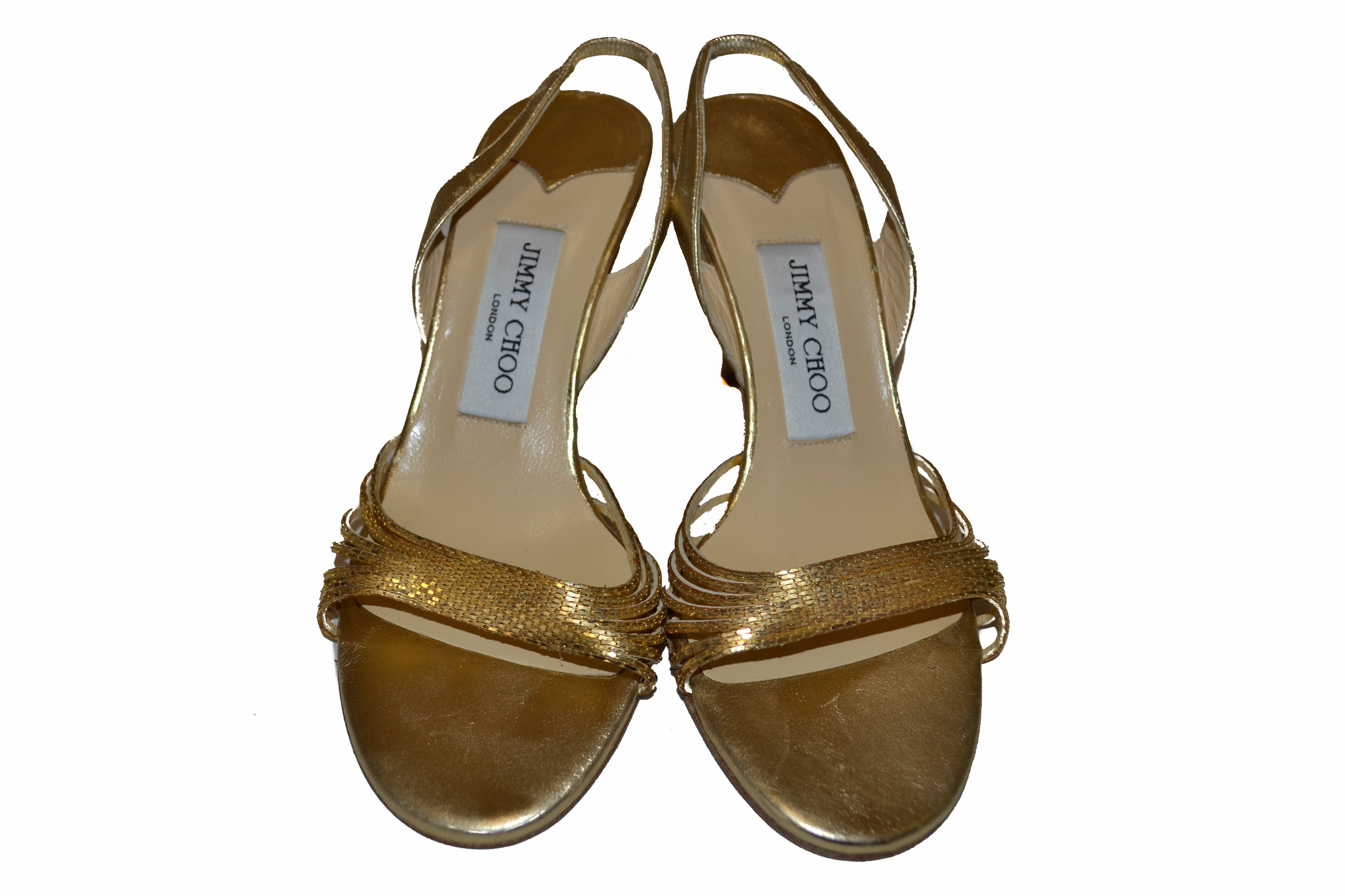 Authentic Jimmy Choo Metallic Gold Sandal Size 36.5