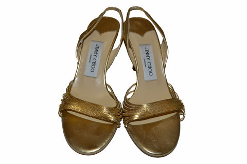 Authentic Jimmy Choo Metallic Gold Sandal Size 36.5