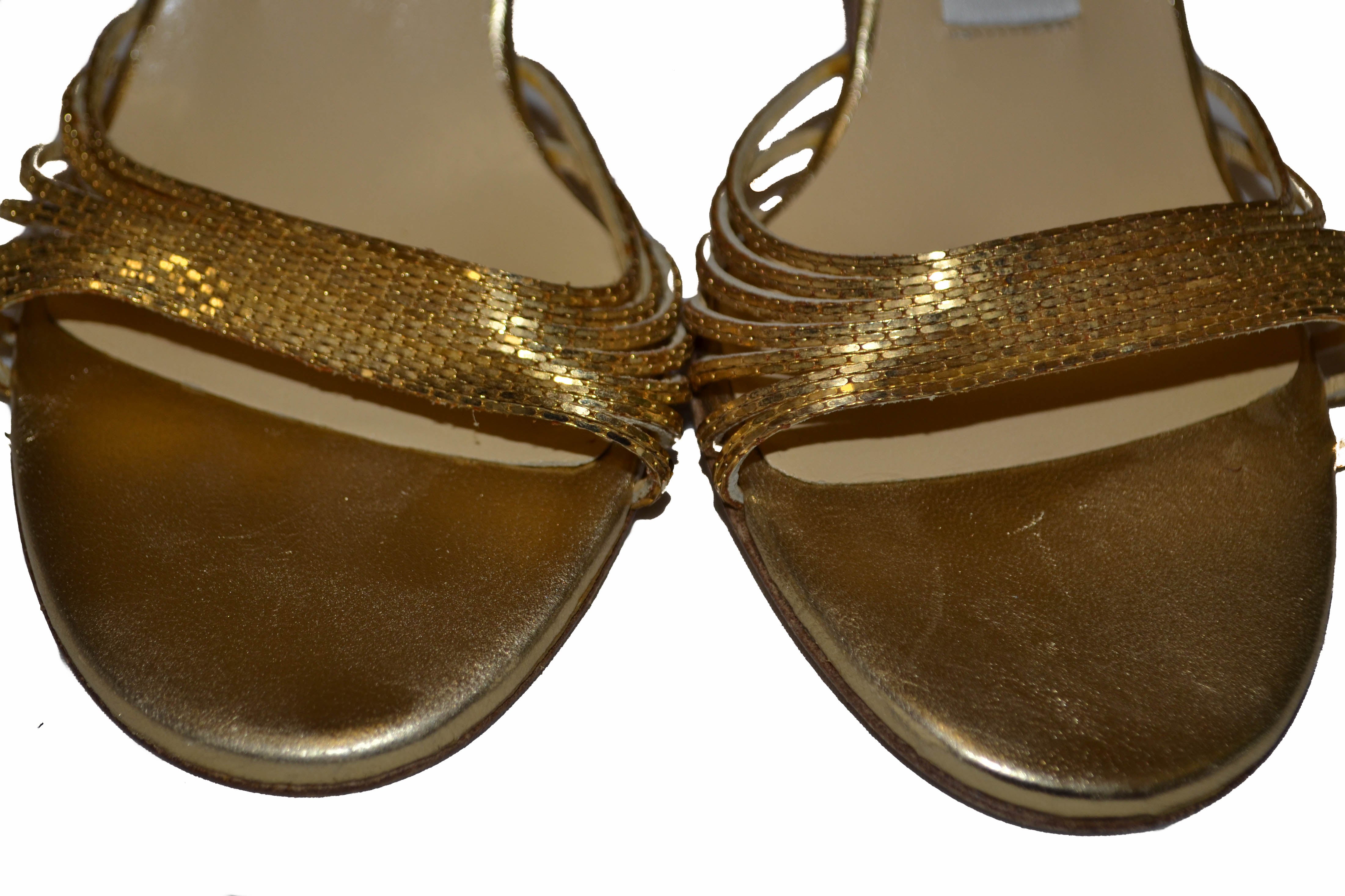 Authentic Jimmy Choo Metallic Gold Sandal Size 36.5