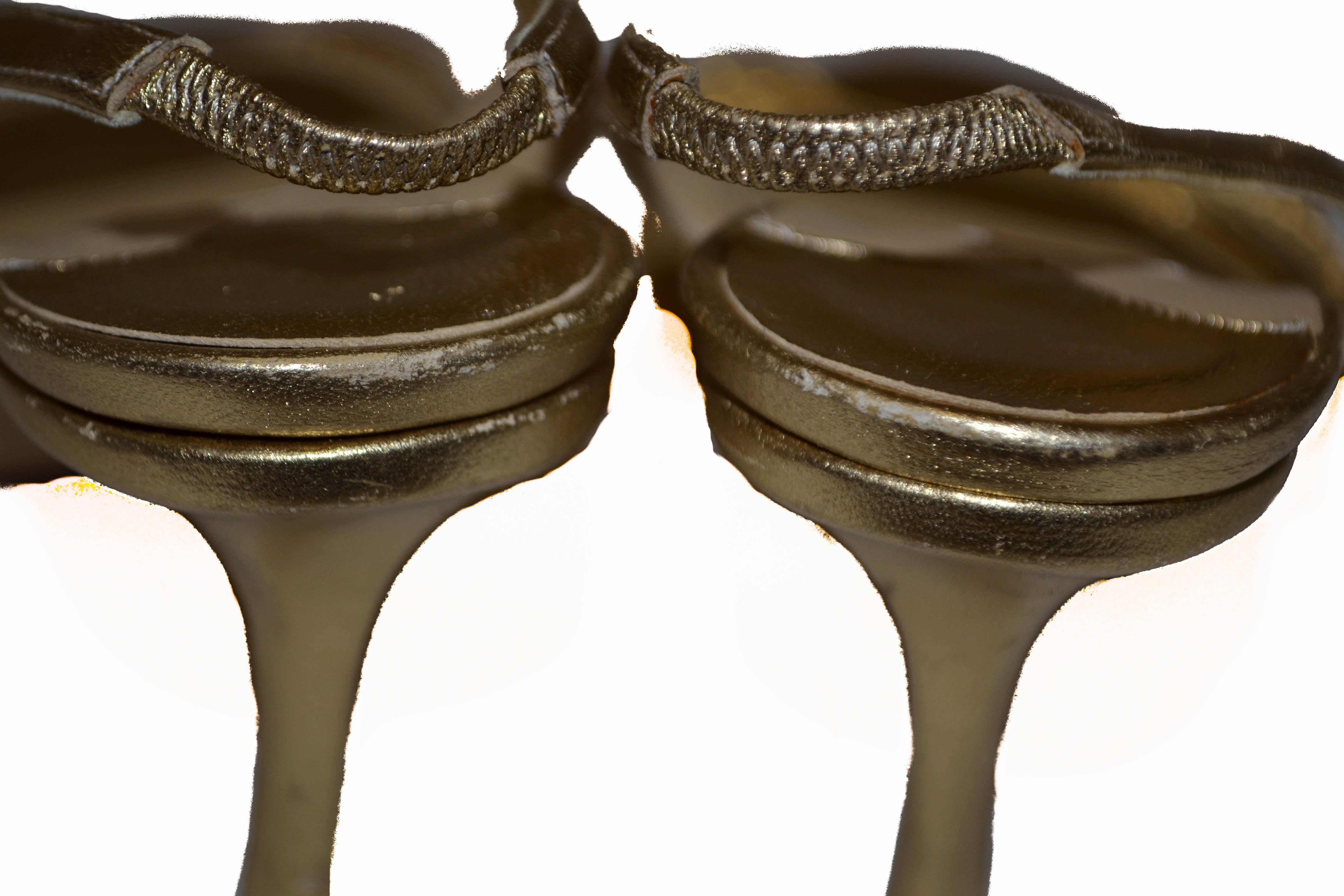 Authentic Jimmy Choo Metallic Gold Sandal Size 36.5