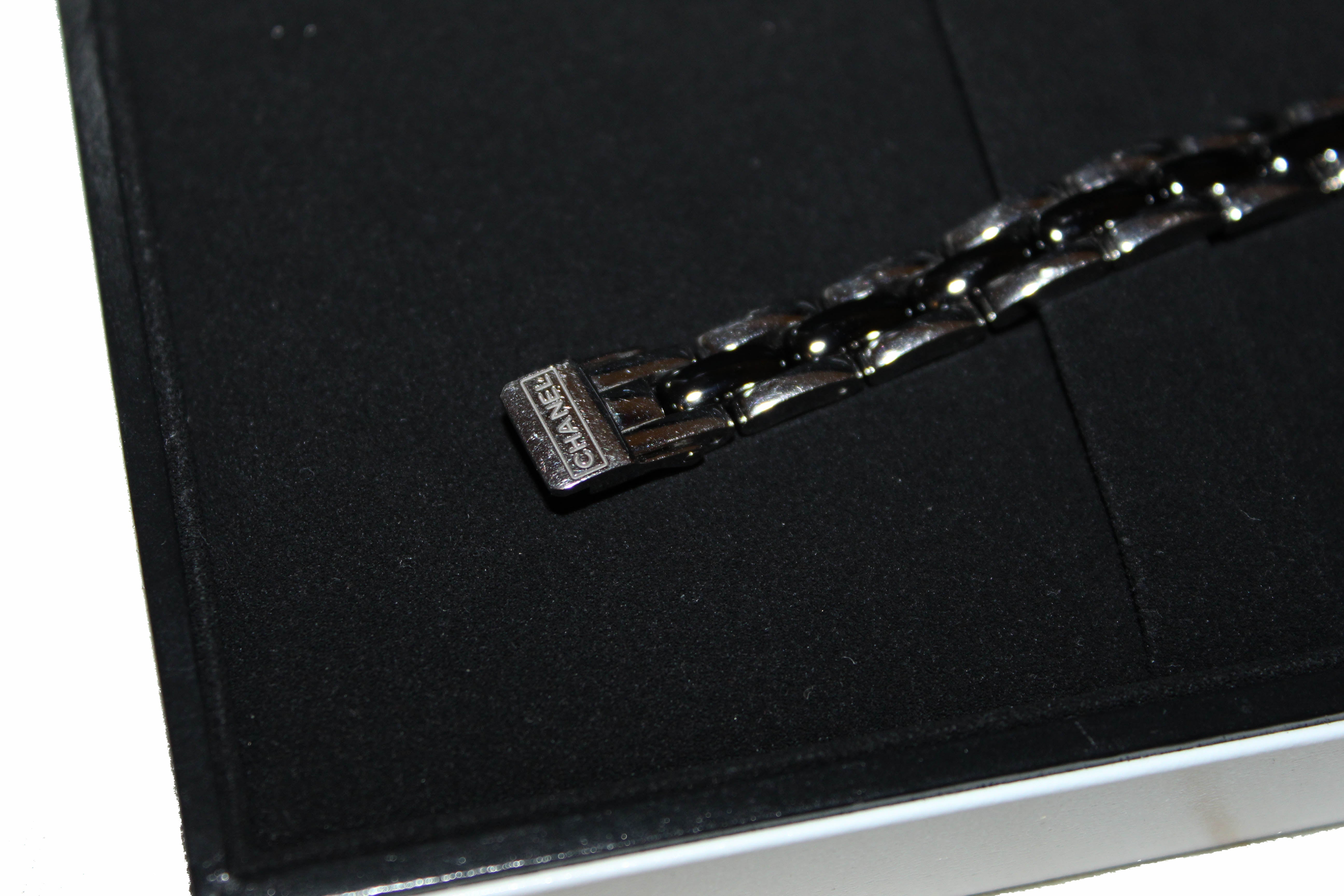 Authentic Chanel  Triple Row Steel & Black Ceramic with Diamonds Premie're Mini Watch