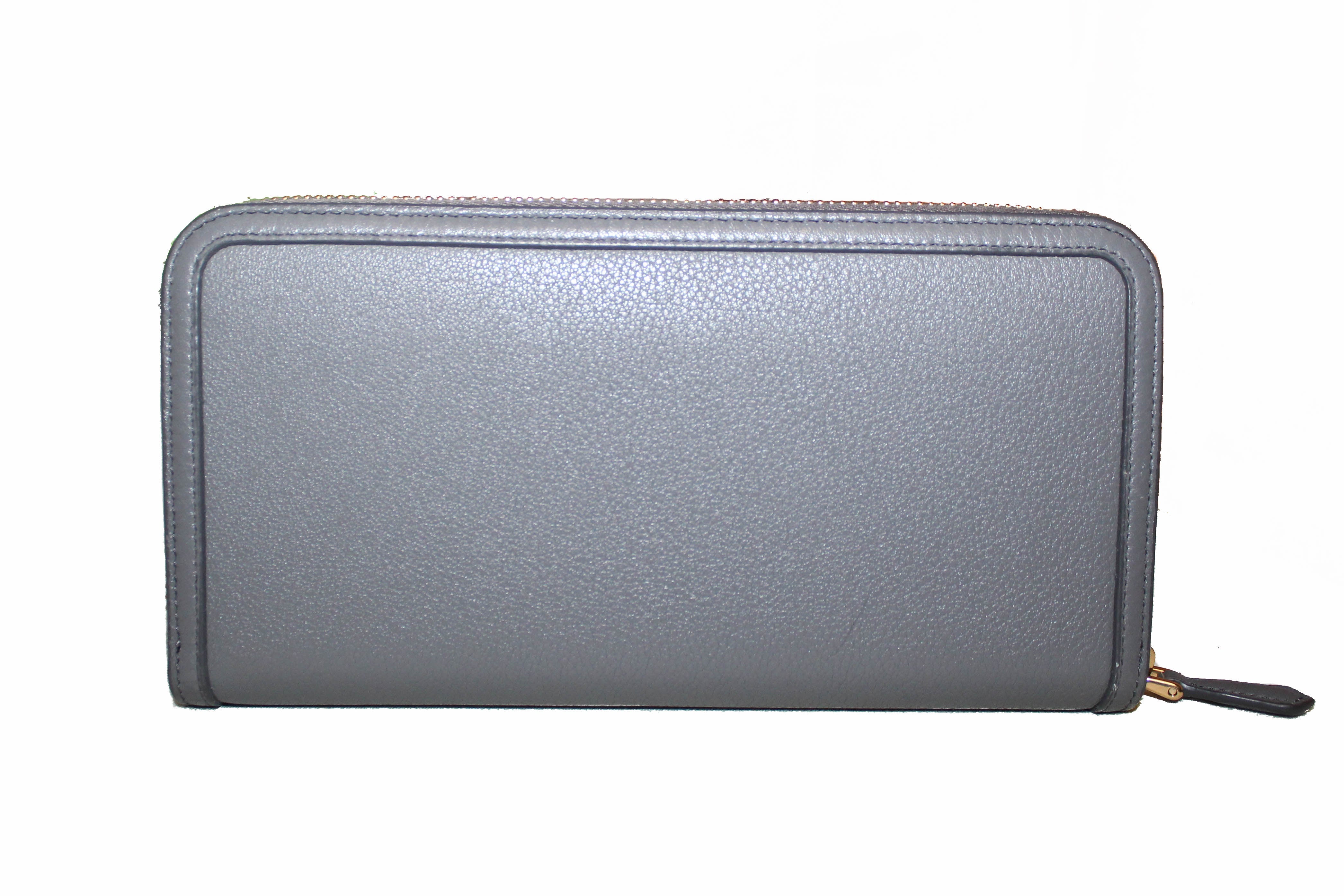 Authentic Prada Grey Women's Bow Detail Continental Leather Wallet