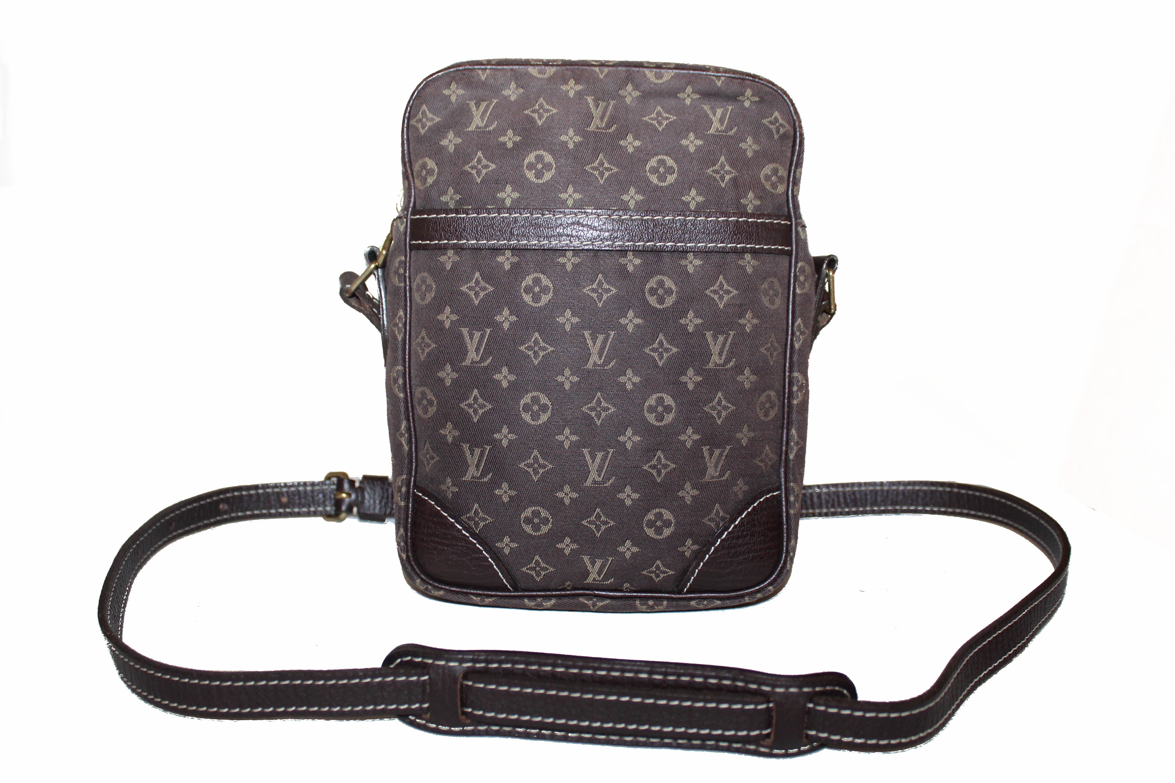 Authentic Louis Vuitton Monogram Mini Lin Brown Danube Small Messenger Bag