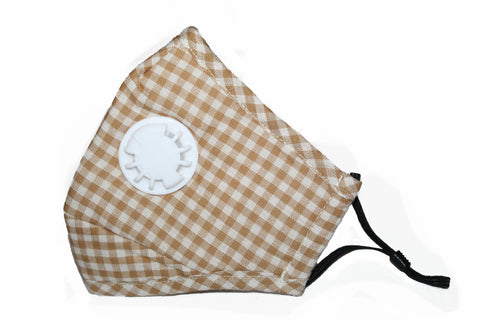 Non Medical Brown & White Plaid Light Weight & Comfortable Wear Face Mask/Covering