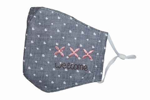Non Medical Denim Hearts Welcome Light Weight & Comfortable Wear Face Mask/Covering