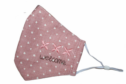 Non Medical Pink Hearts Welcome Light Weight & Comfortable Wear Face Mask/Covering