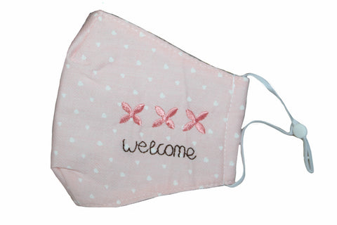 Non Medical Light Pink Hearts Welcome Light Weight & Comfortable Wear Face Mask/Covering