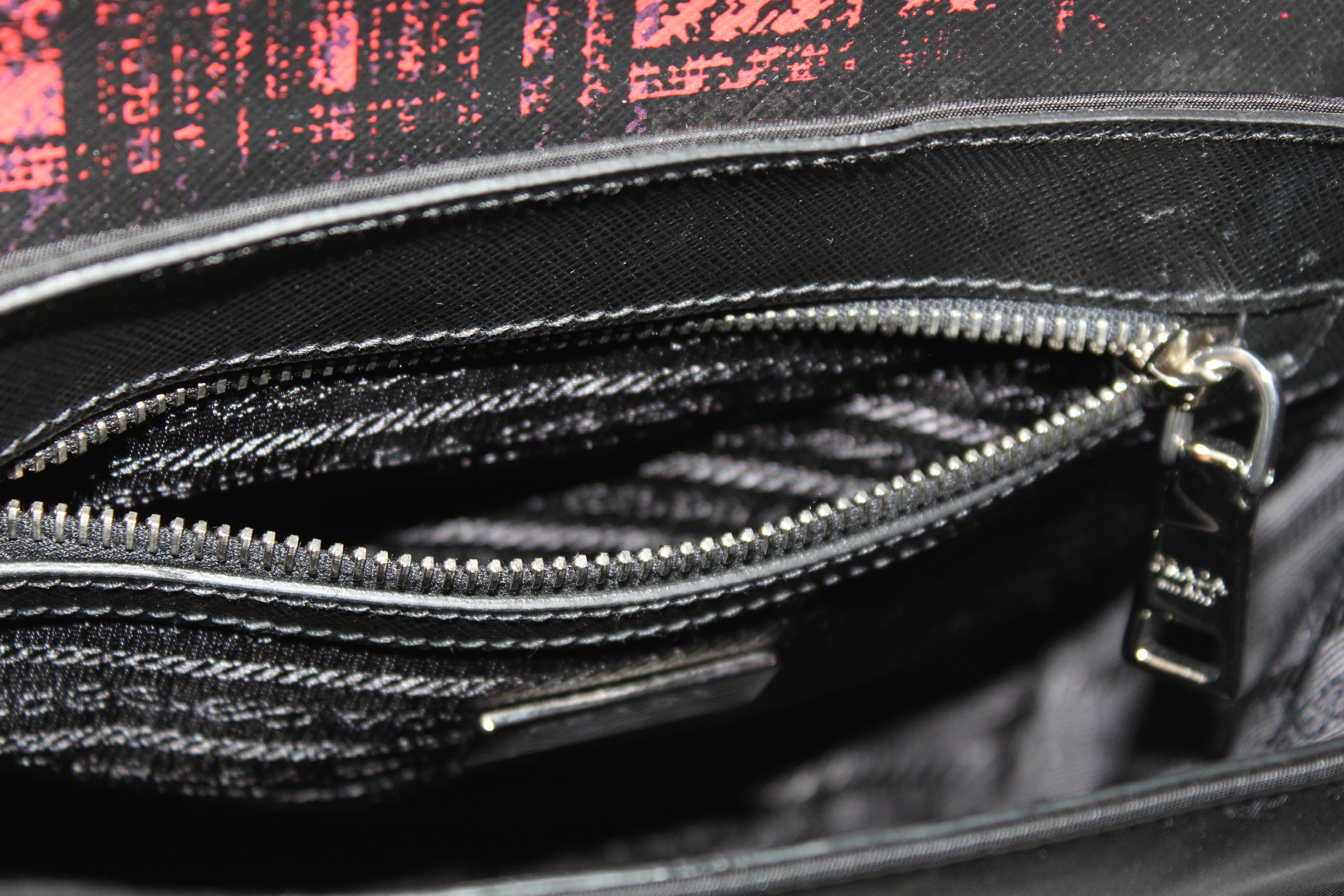 Authentic New Prada Red Plaid Tartan Saffiano Leather and Nylon Top Handle Messenger Bag with Long Strap