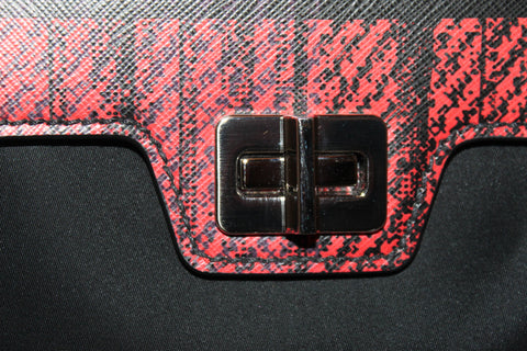 Authentic New Prada Red Plaid Tartan Saffiano Leather and Nylon Top Handle Messenger Bag with Long Strap