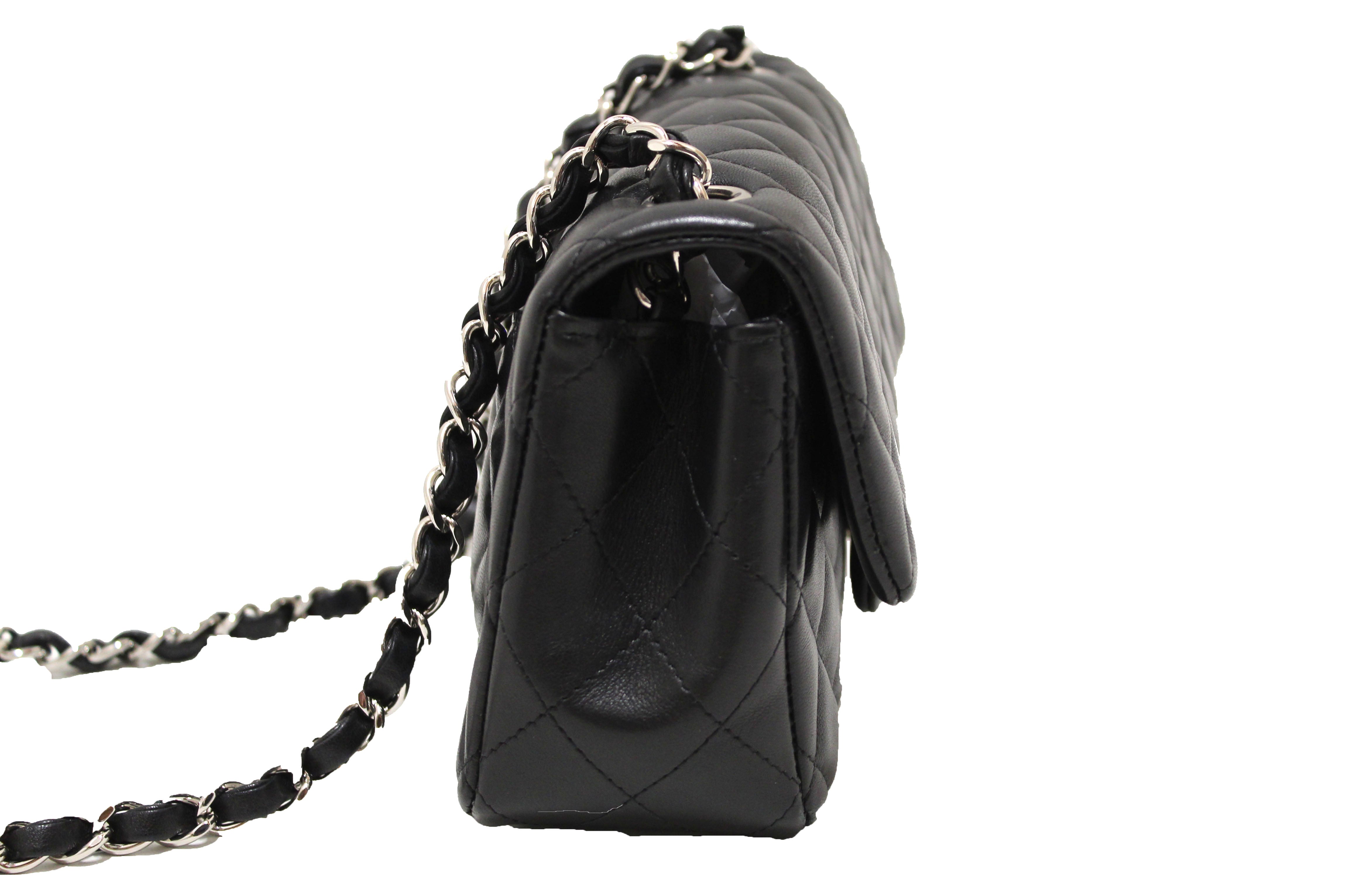 Authentic Chanel Black Quilted Lambskin Leather Classic Mini Rectangle Flap  Crossbody Bag