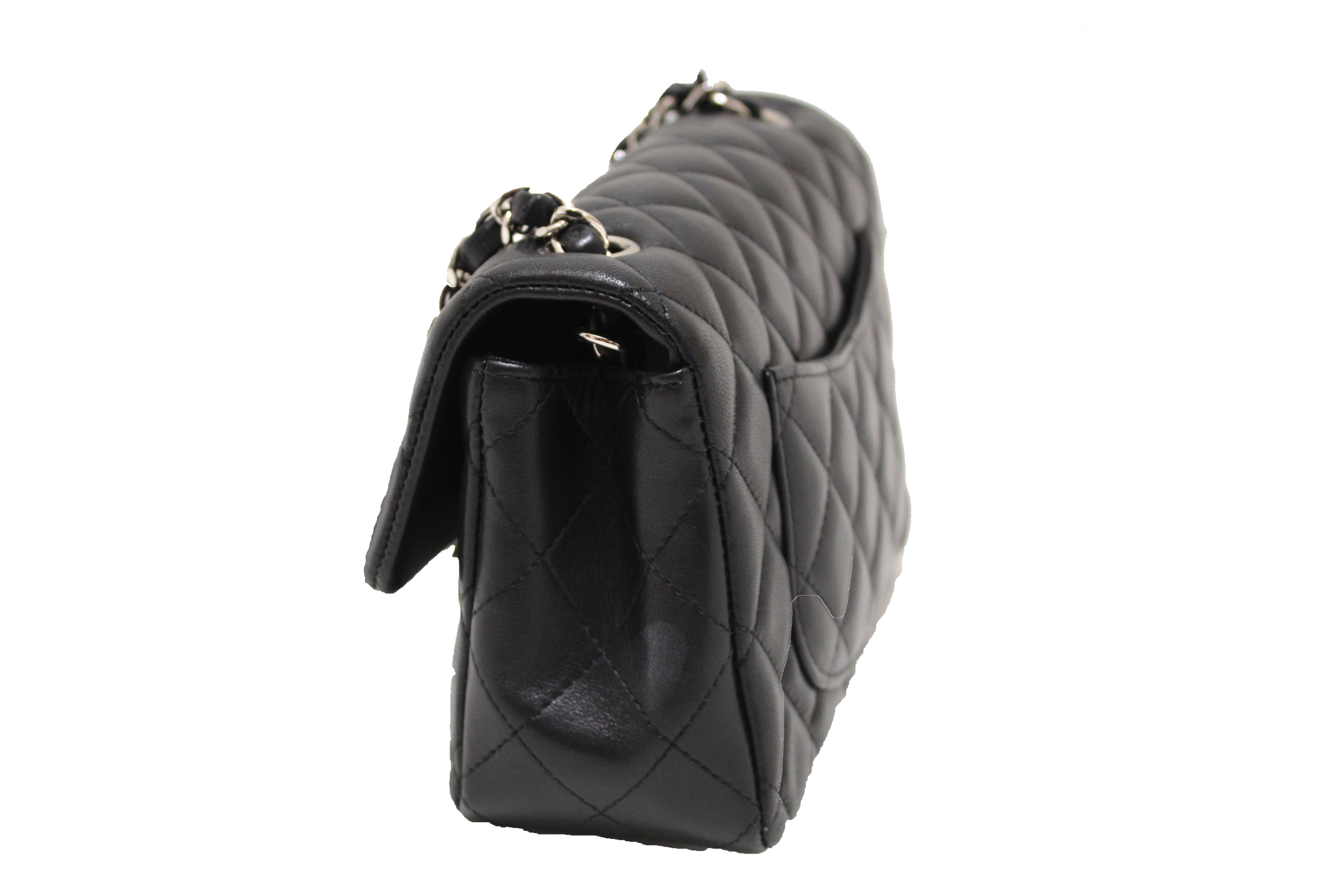 Authentic Chanel Black Quilted Lambskin Leather Classic Mini Rectangle Flap  Crossbody Bag