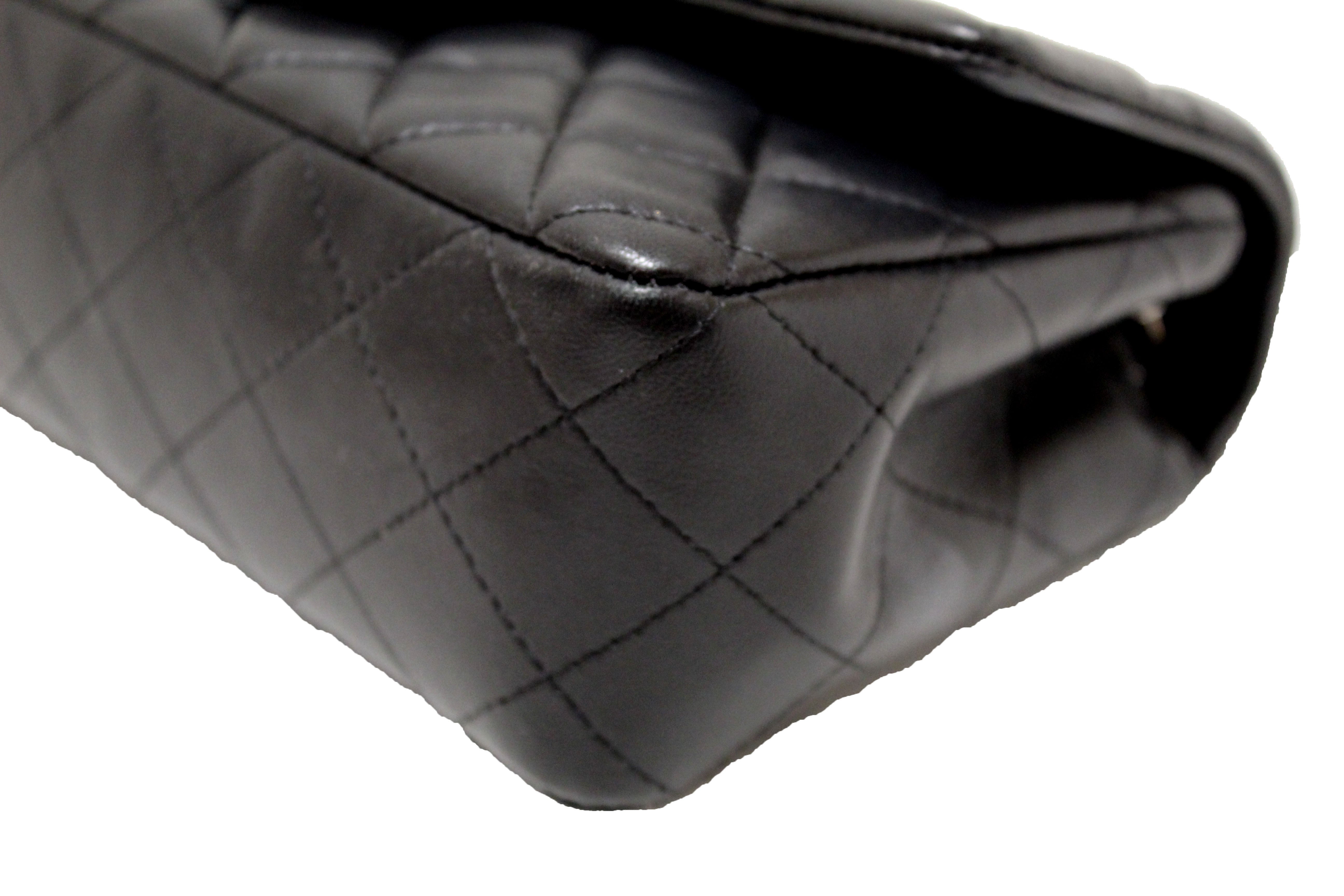 Authentic Chanel Black Quilted Lambskin Leather Classic Mini Rectangle Flap  Crossbody Bag