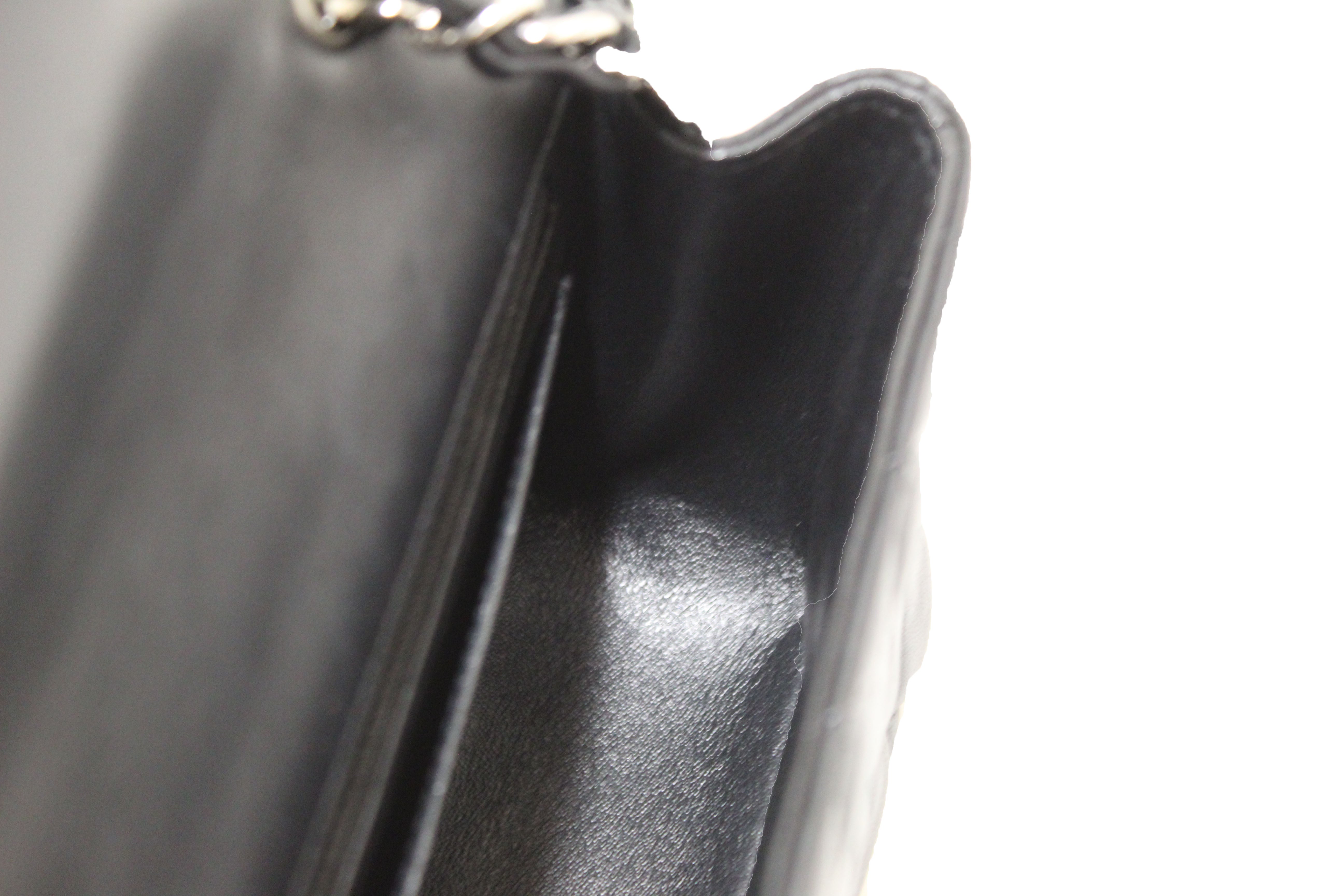 Authentic Chanel Black Quilted Lambskin Leather Classic Mini Rectangle Flap  Crossbody Bag