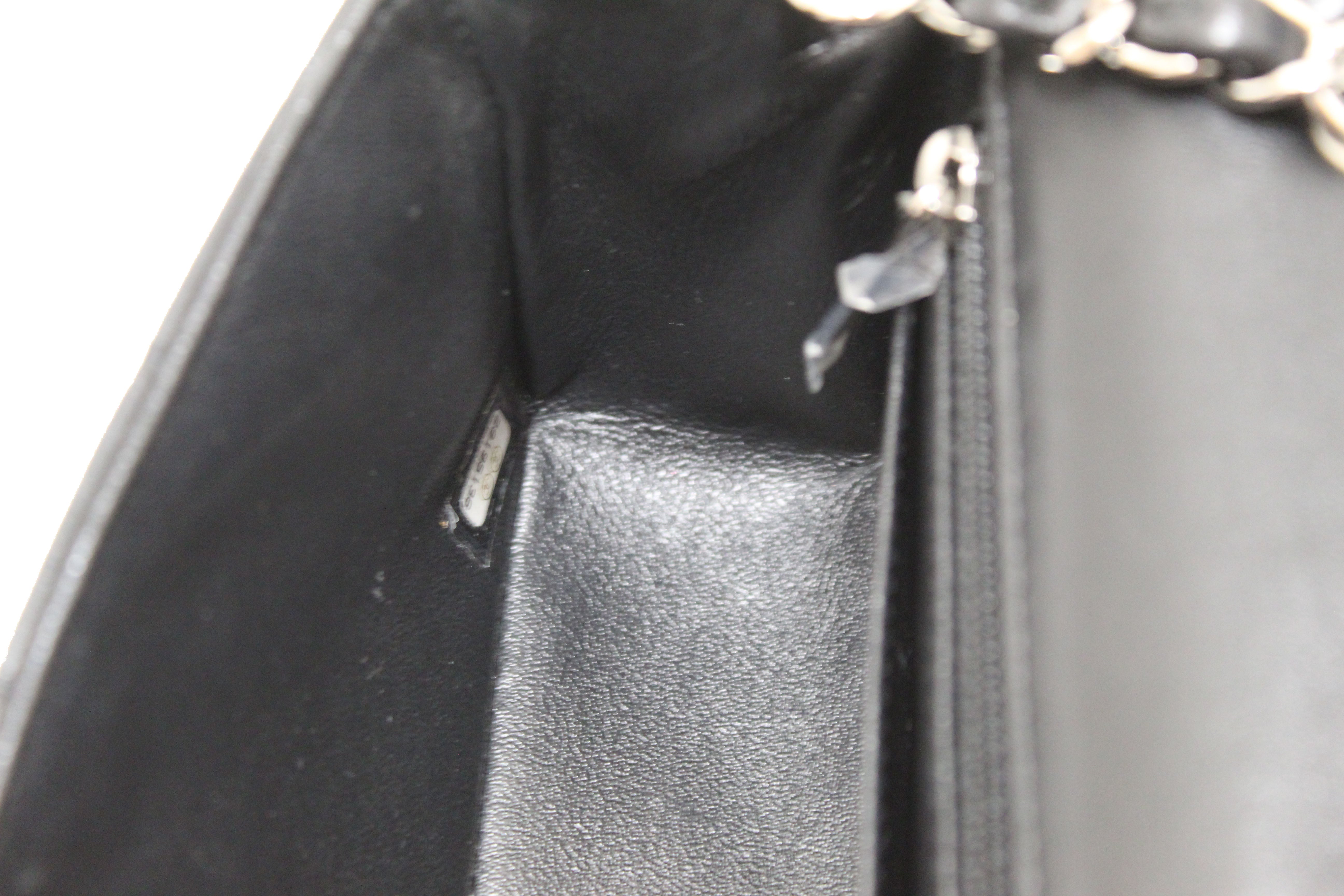 Authentic Chanel Black Quilted Lambskin Leather Classic Mini Rectangle Flap  Crossbody Bag