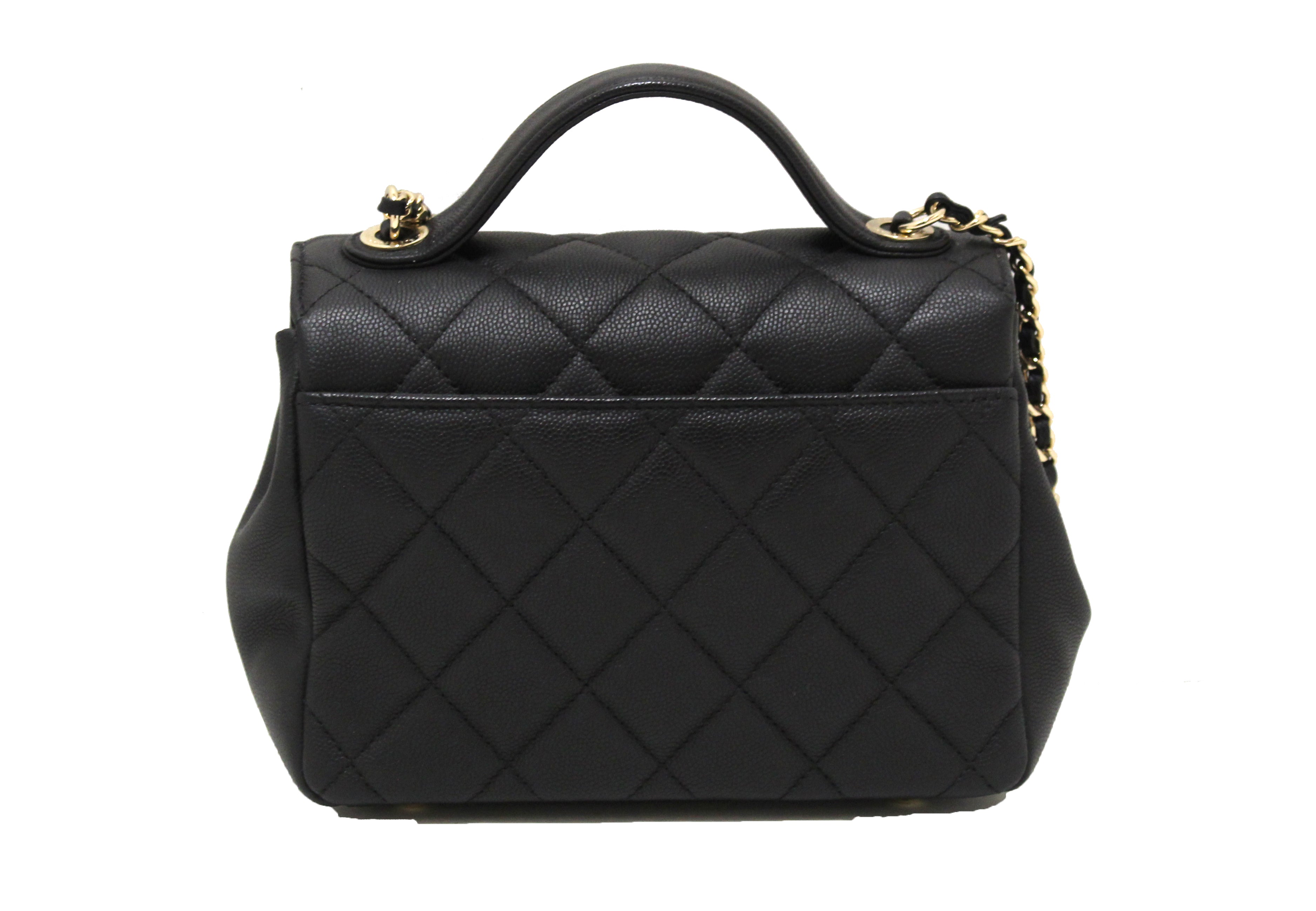 Authentic Chanel Black Caviar Leather Small Business Affinity Messenger Crossbody Bag