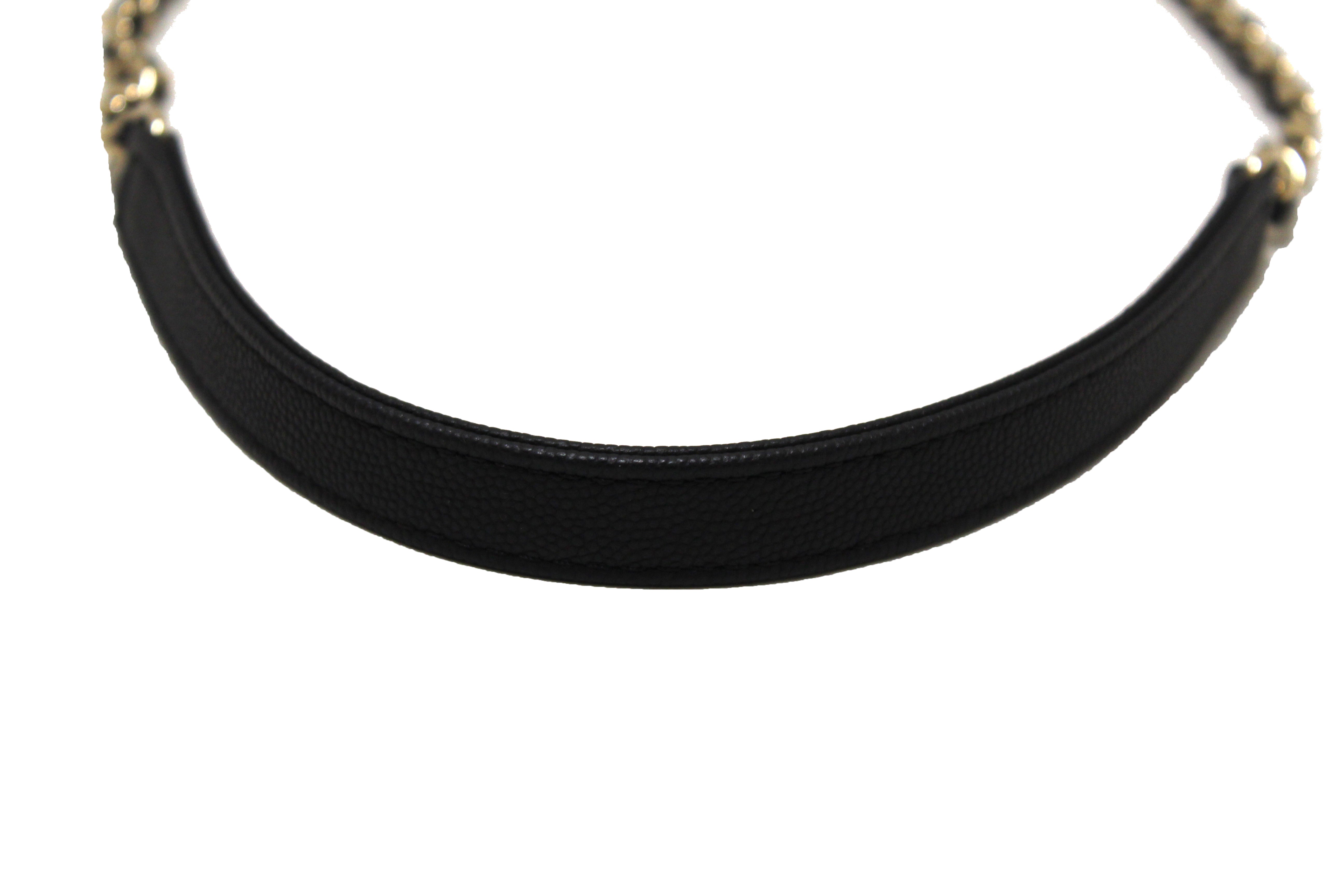 Authentic Chanel Black Caviar Leather Small Business Affinity Messenger Crossbody Bag