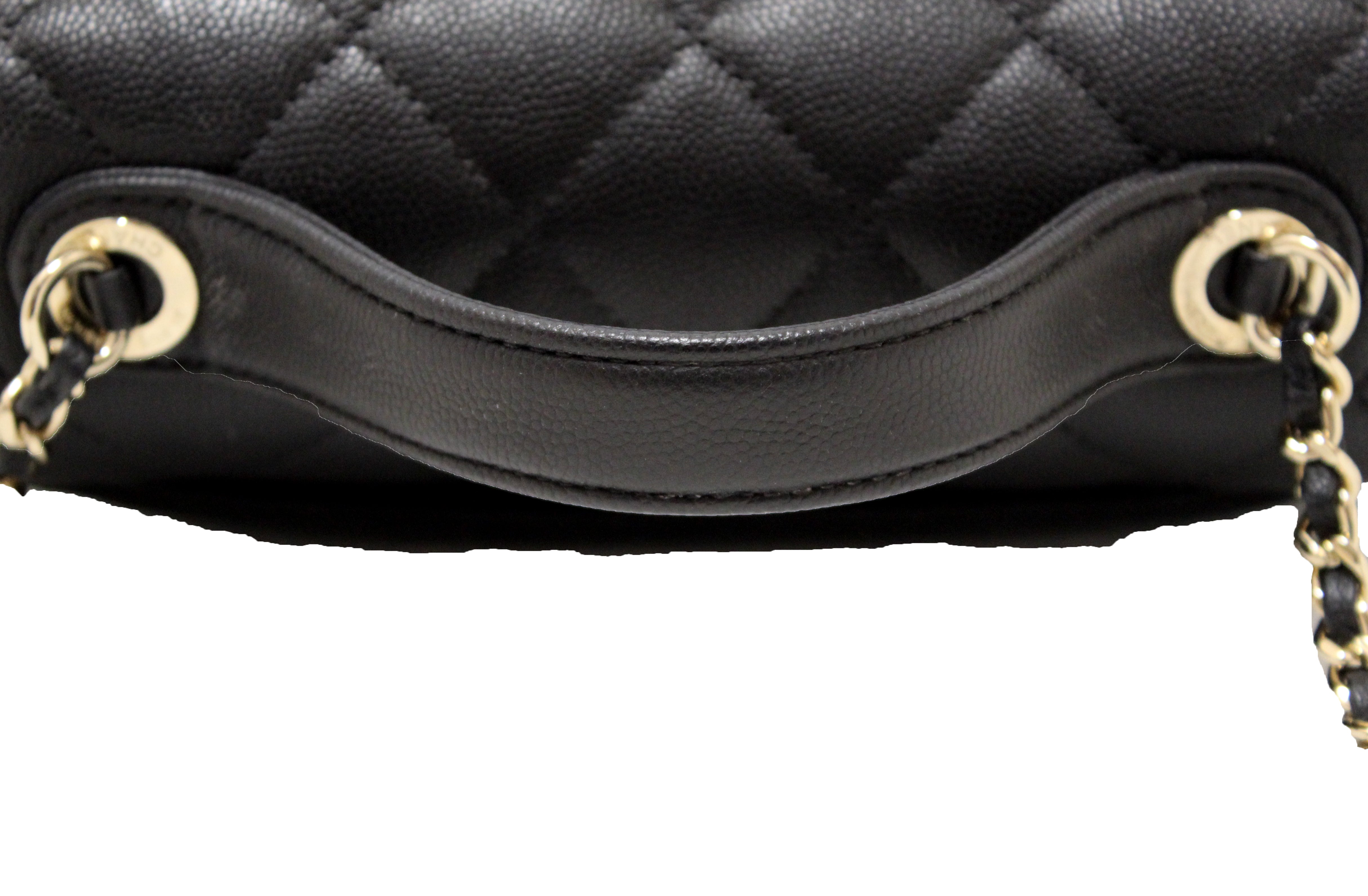 Authentic Chanel Black Caviar Leather Small Business Affinity Messenger Crossbody Bag