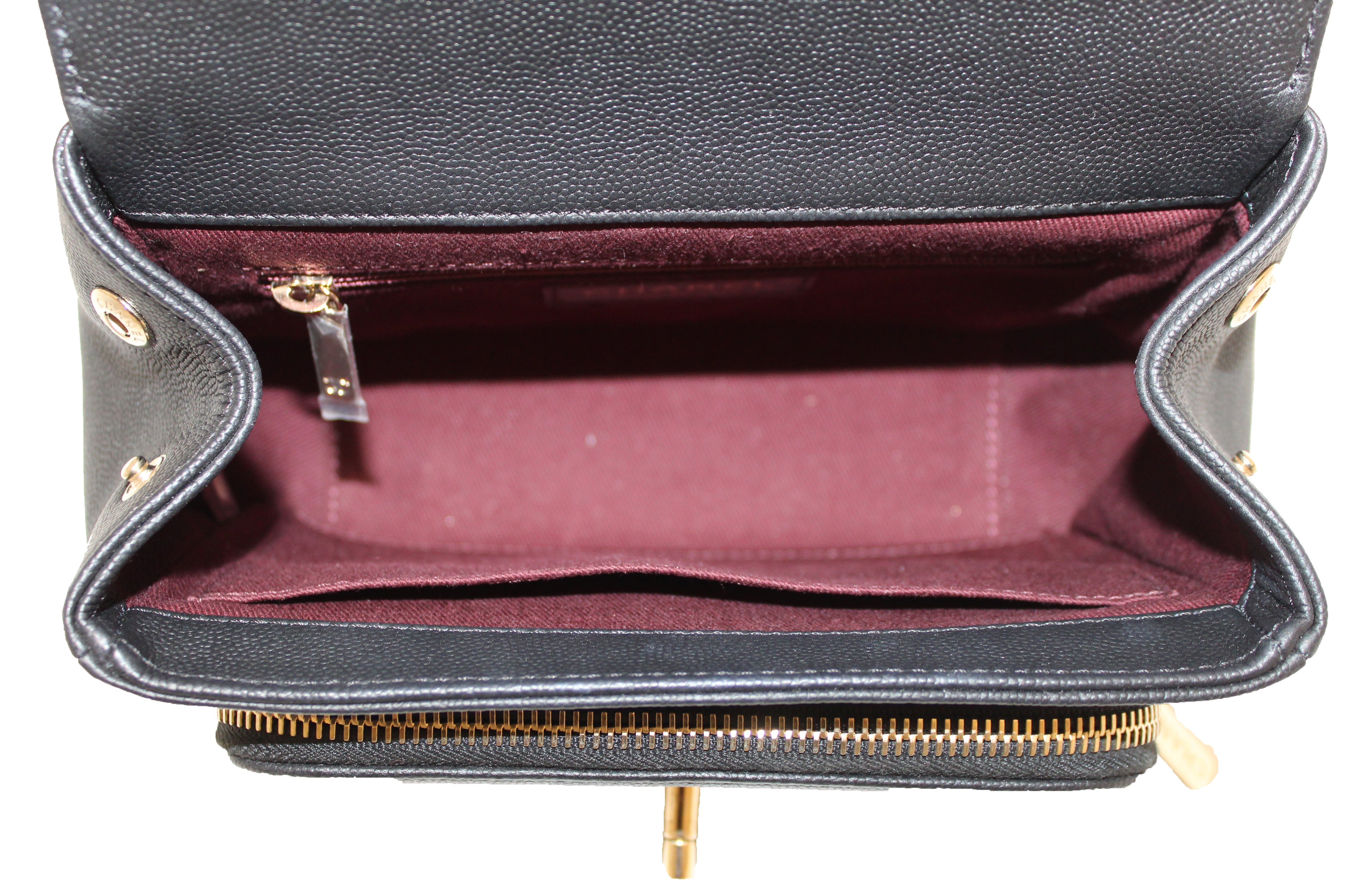 Authentic Chanel Black Caviar Leather Small Business Affinity Messenger Crossbody Bag