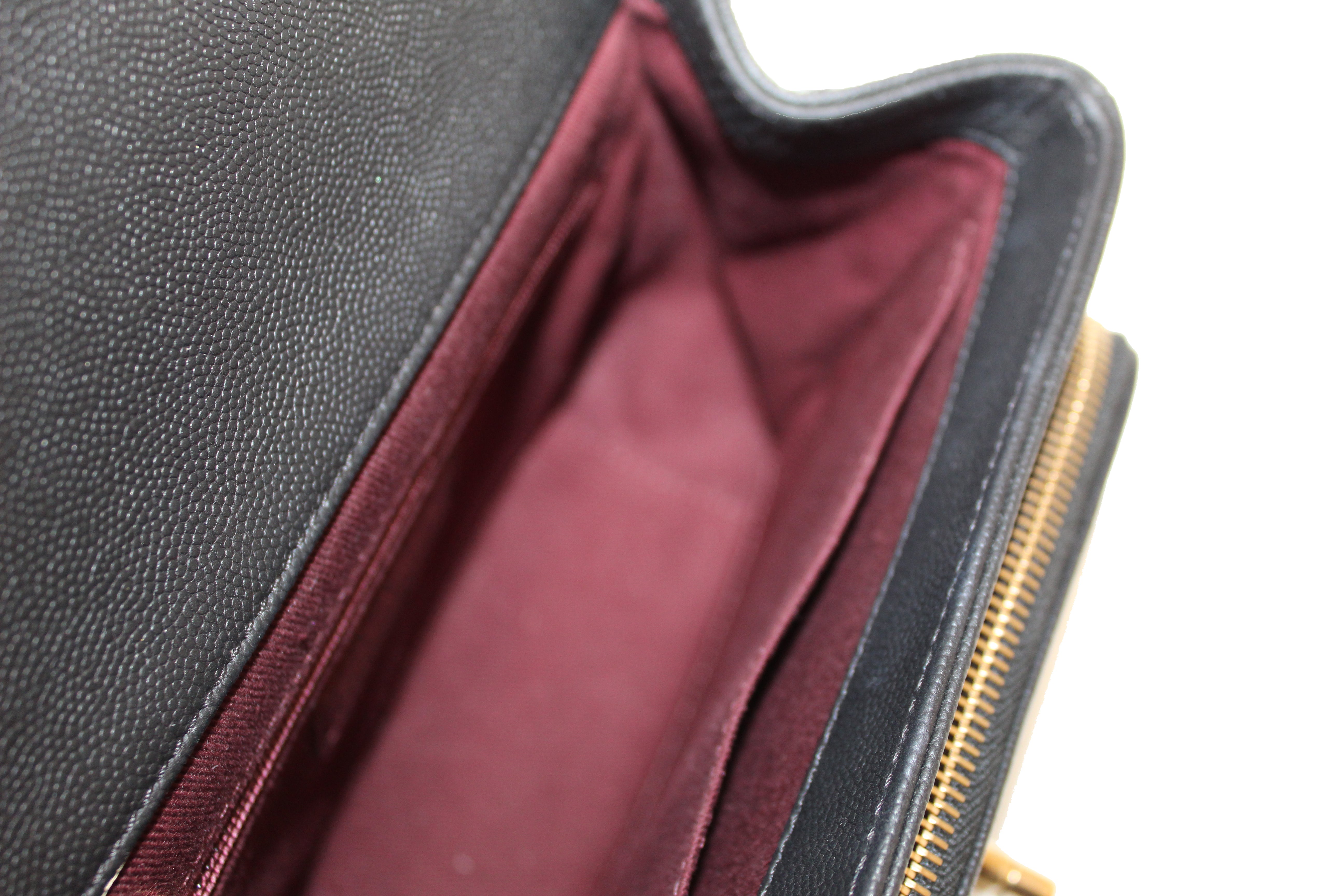 Authentic Chanel Black Caviar Leather Small Business Affinity Messenger Crossbody Bag