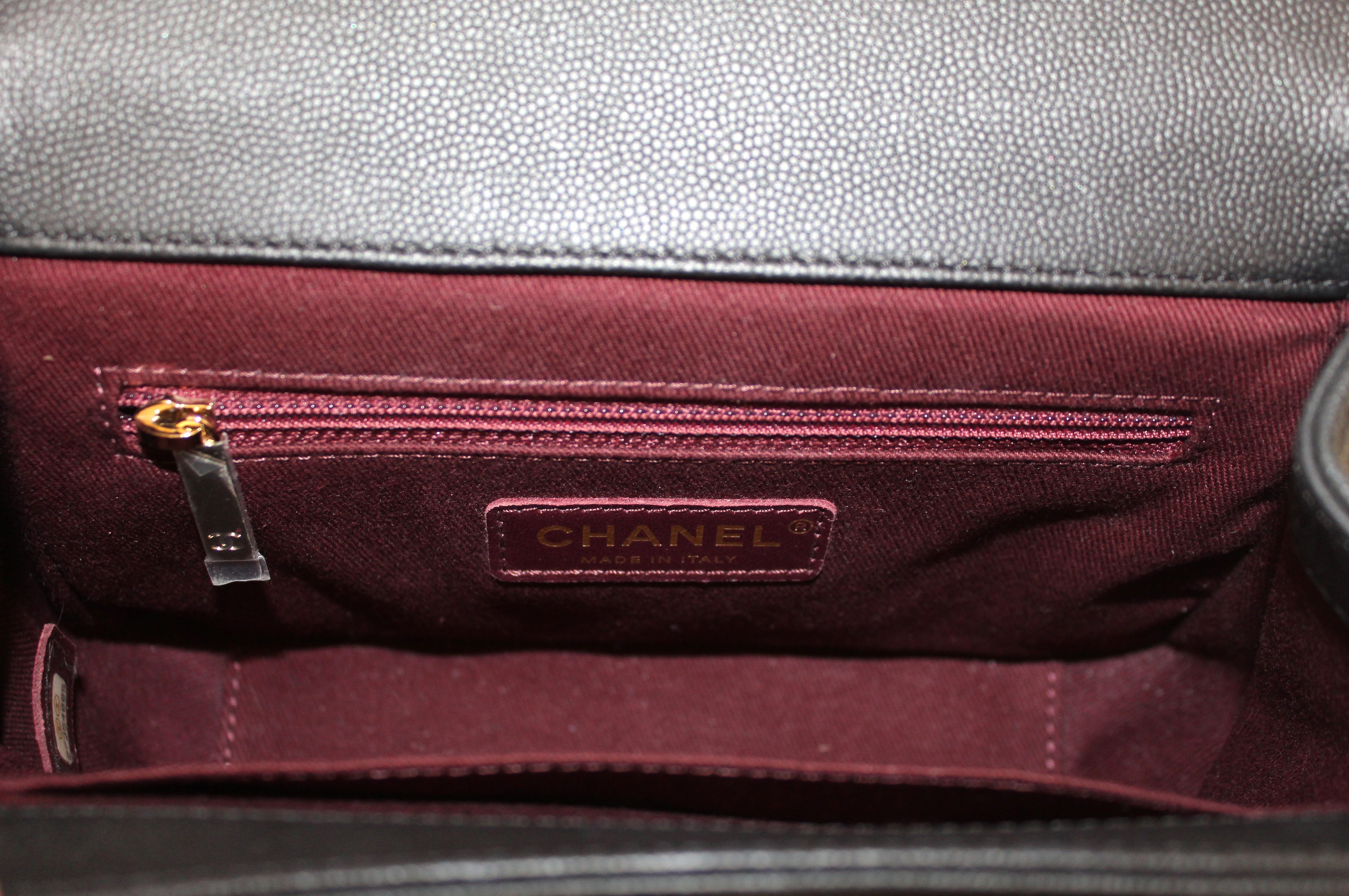 Authentic Chanel Black Caviar Leather Small Business Affinity Messenger Crossbody Bag