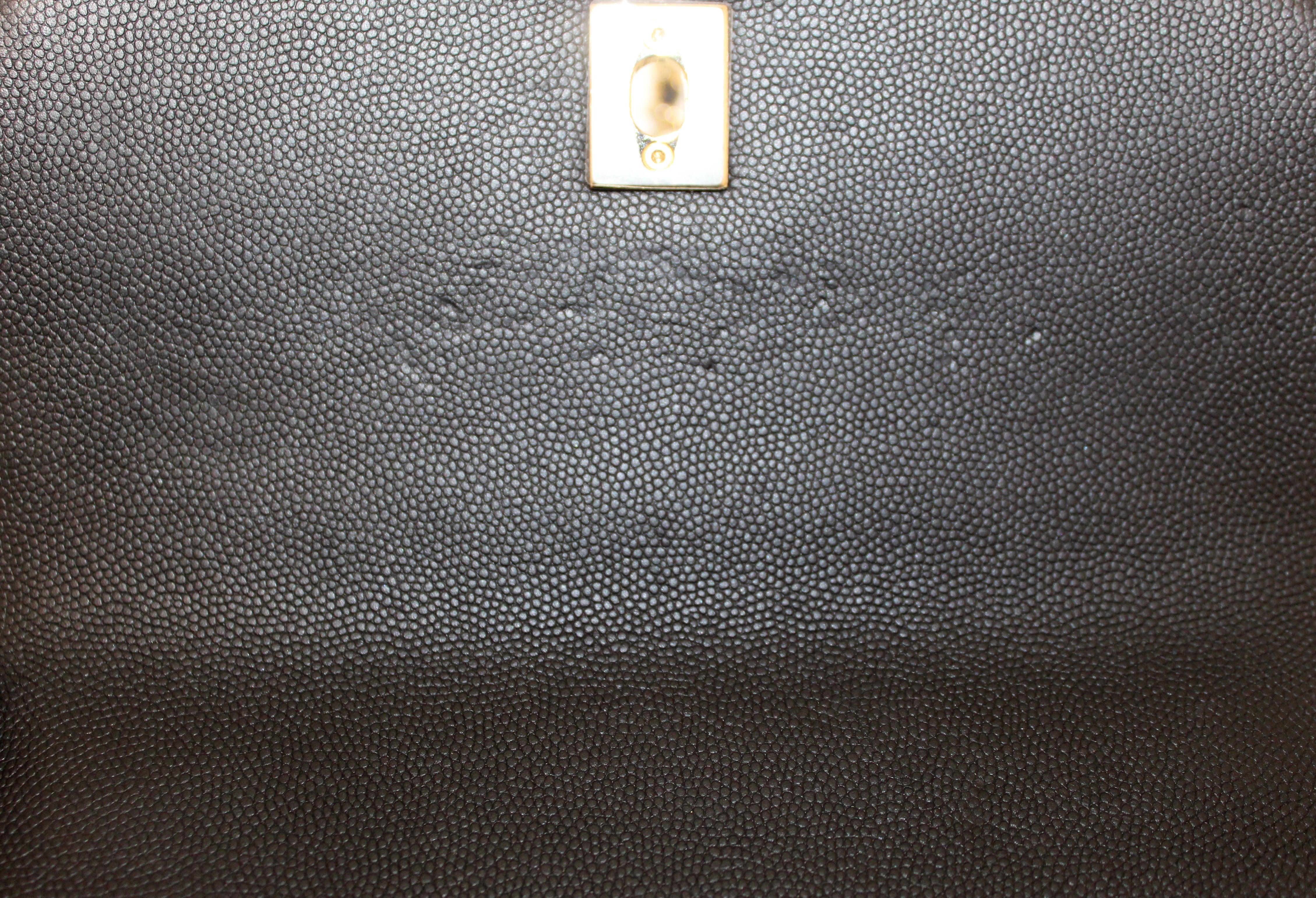 Authentic Chanel Black Caviar Leather Small Business Affinity Messenger Crossbody Bag