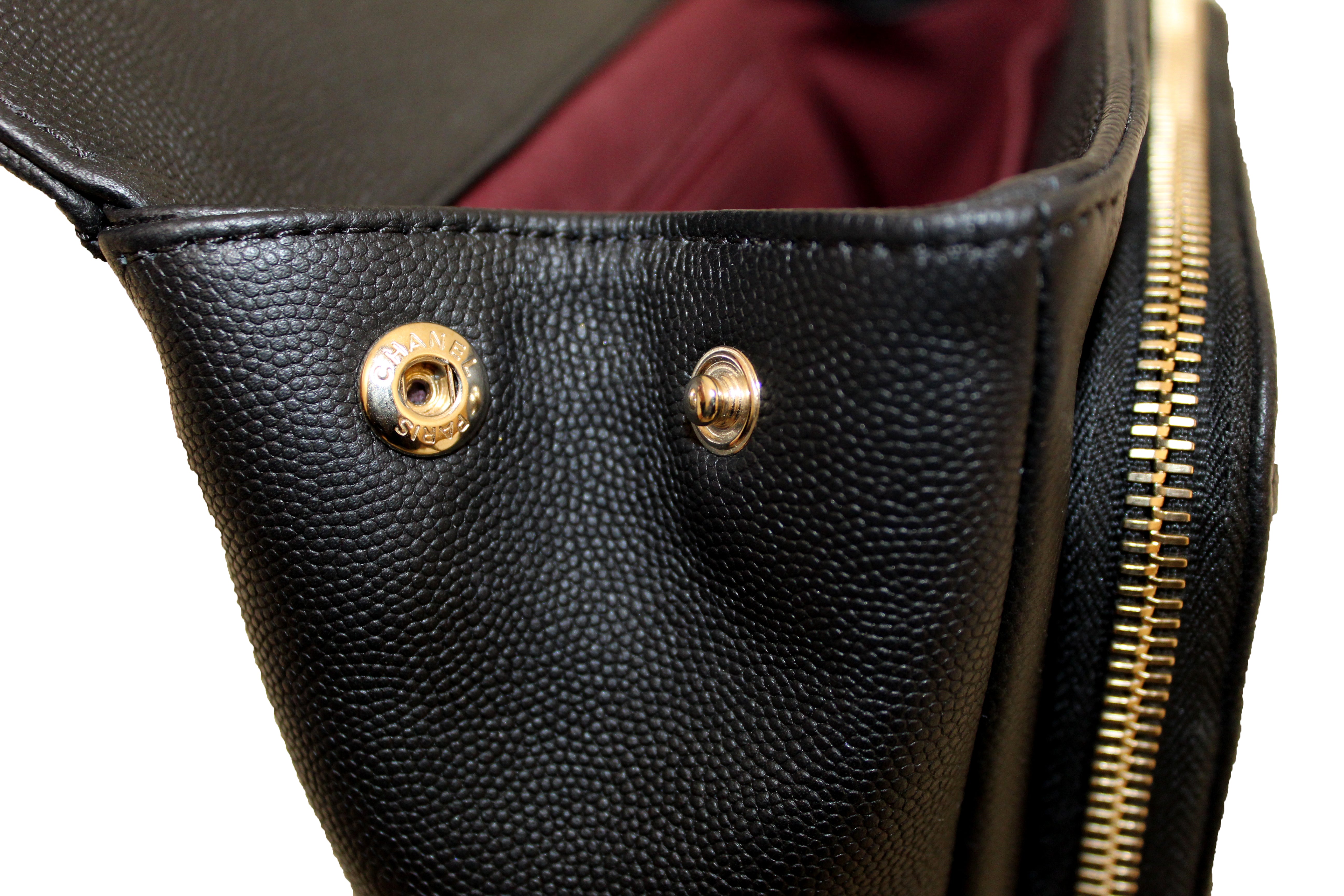 Authentic Chanel Black Caviar Leather Small Business Affinity Messenger Crossbody Bag