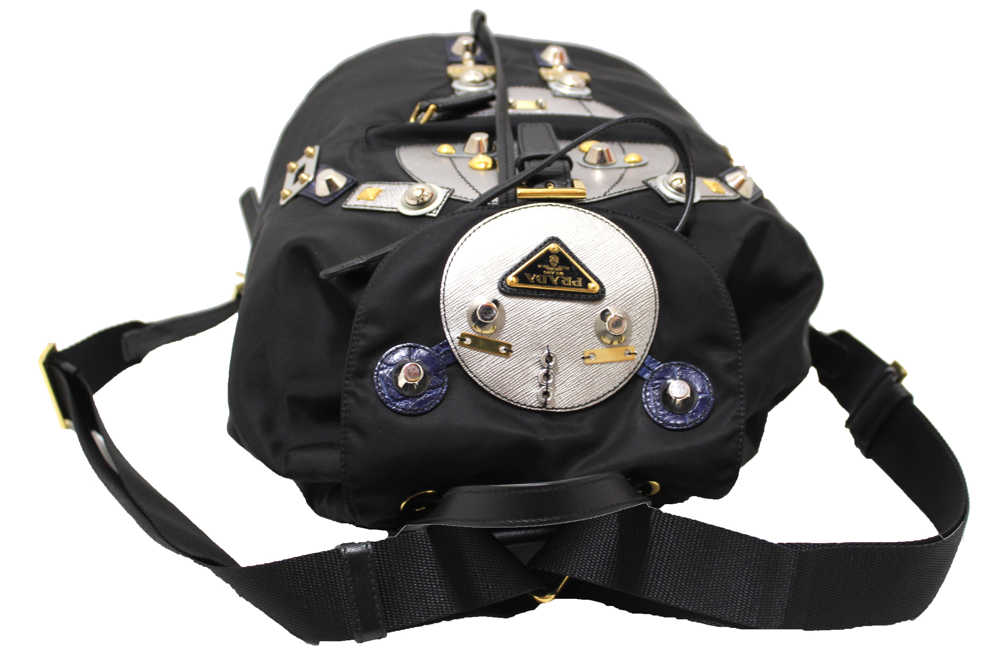 Authentic Prada Black Tessuto Nylon Robot Backpack