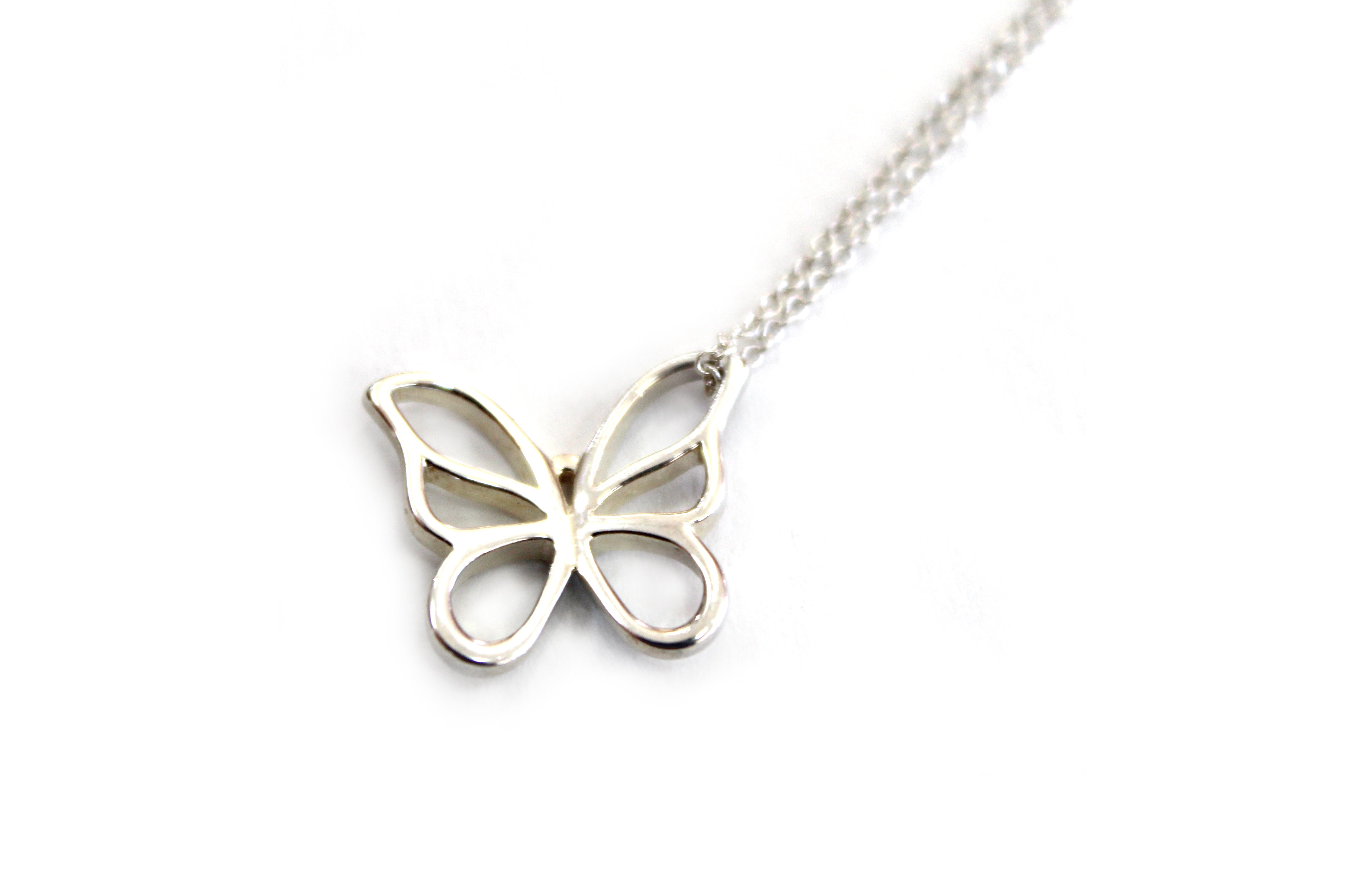 Authentic Tiffany & Co. Sterling Silver Butterfly Pendant Necklace