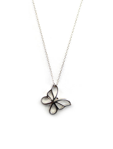 Authentic Tiffany & Co. Sterling Silver Butterfly Pendant Necklace