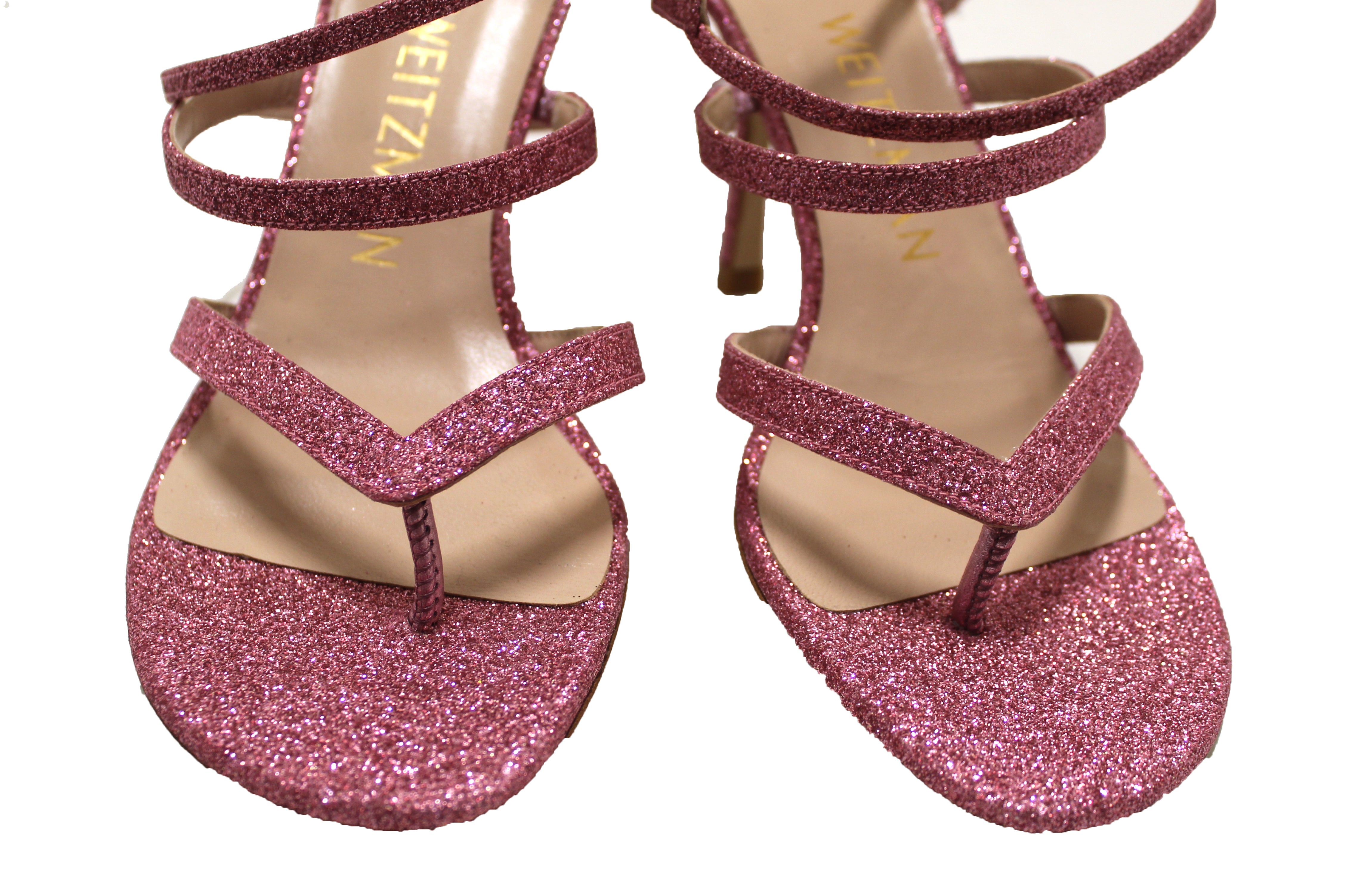 Authentic NEW Stuart Weitzman Glitter Pink Julina High-Heel Strappy Sandals