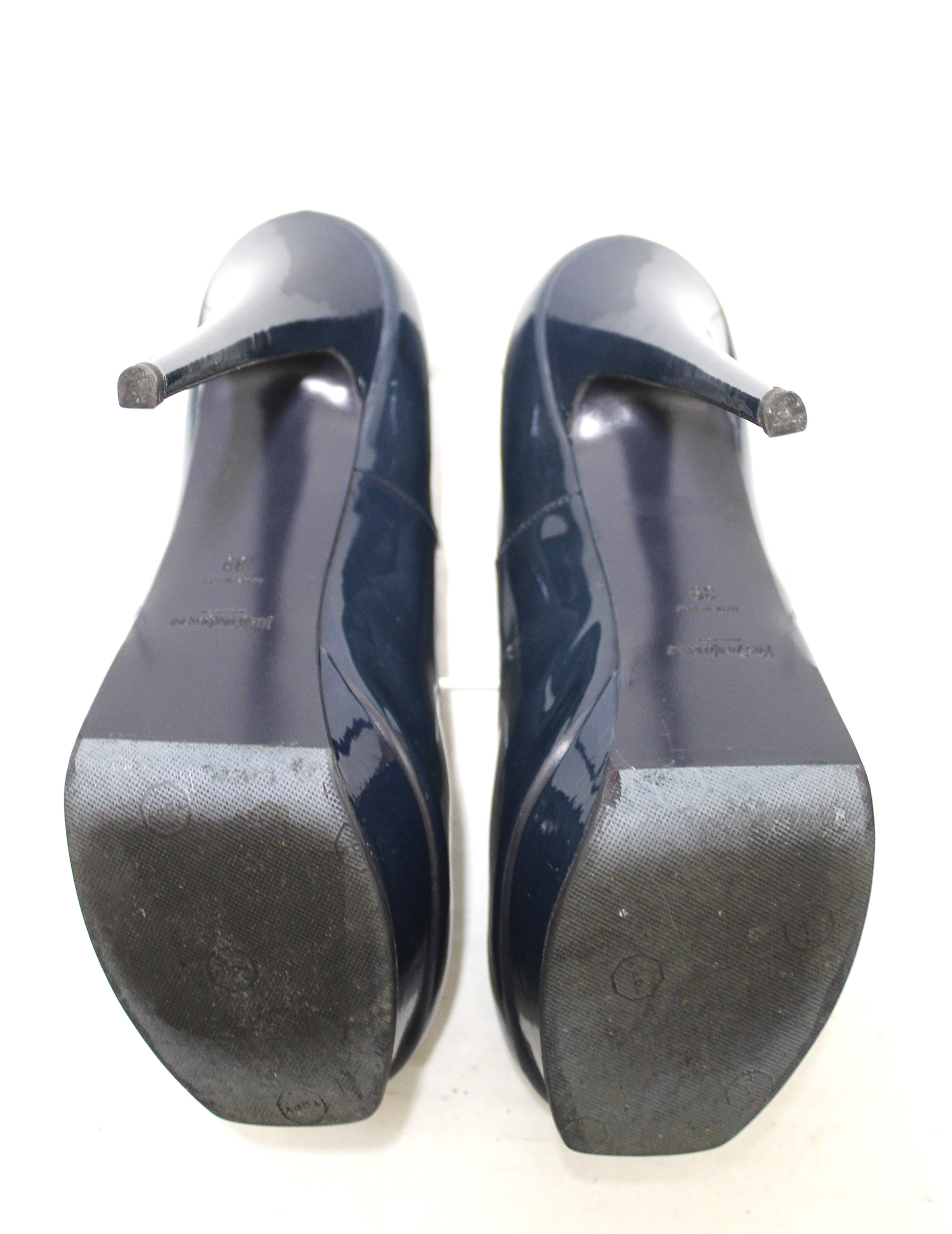 Authentic YSL Yves Saint Laurent Blue Tribute Pumps Shoes Size 39