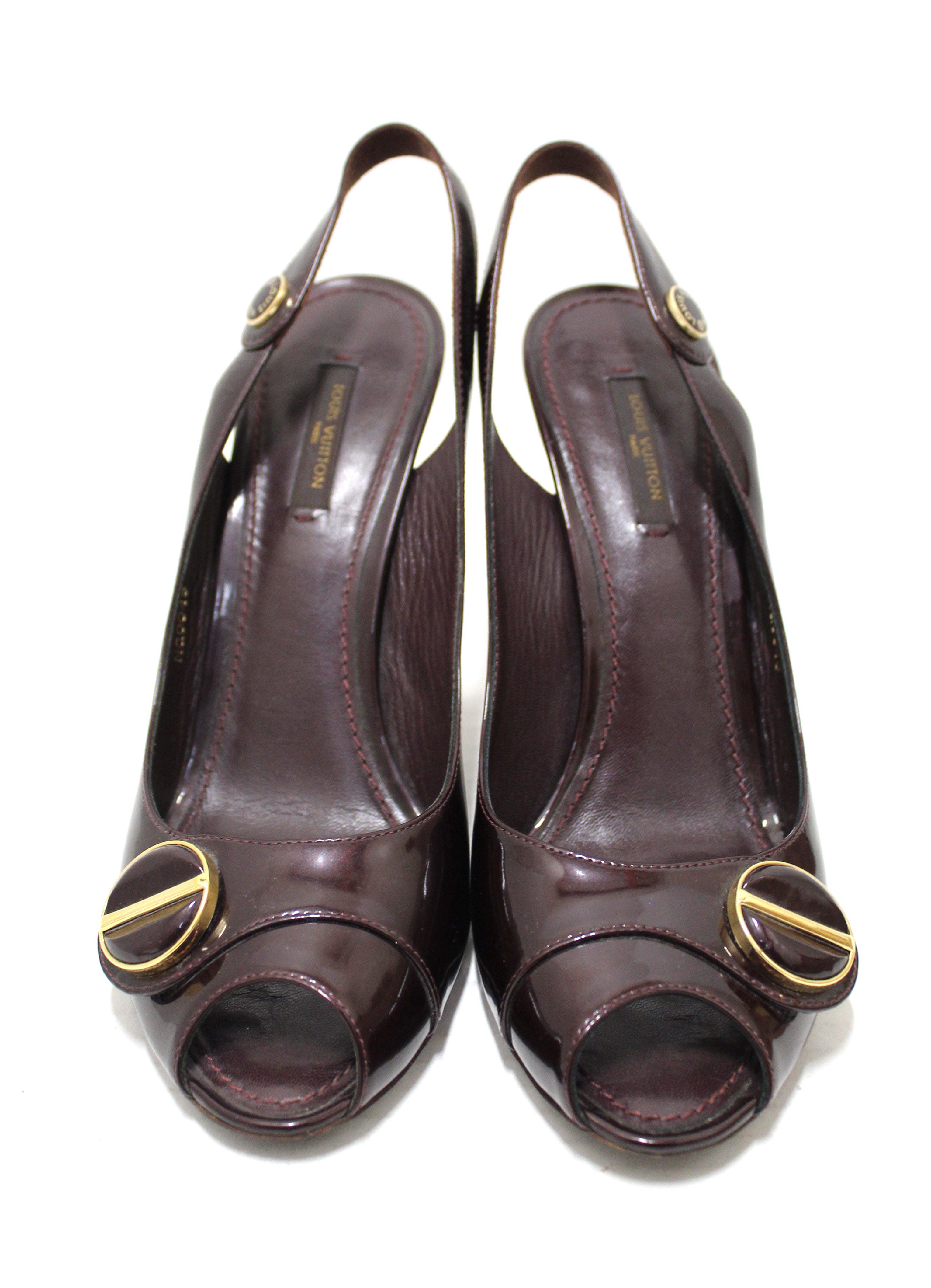 Authentic Louis Vuitton Amarante Patent Leather Sandal Size 9.5