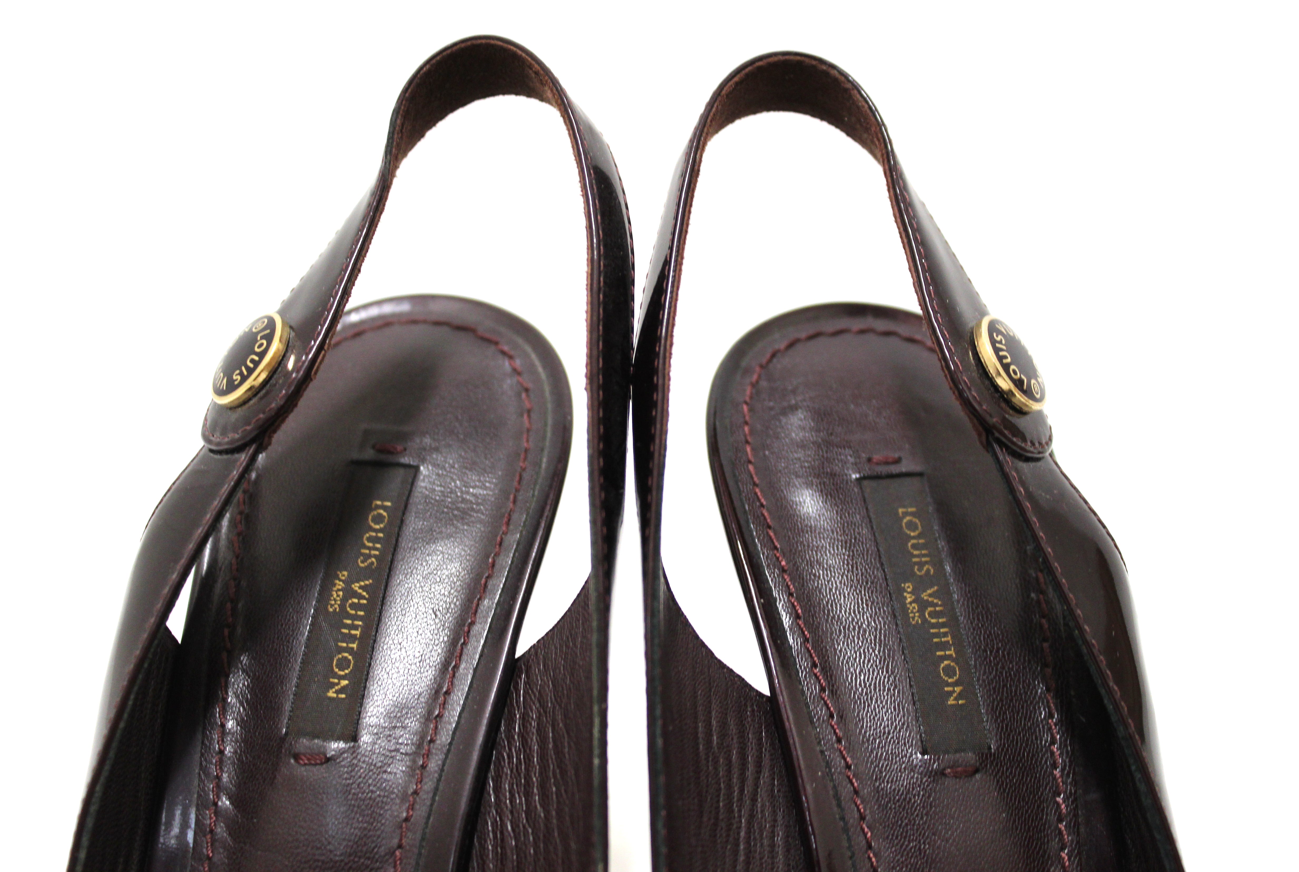 Authentic Louis Vuitton Amarante Patent Leather Sandal Size 9.5