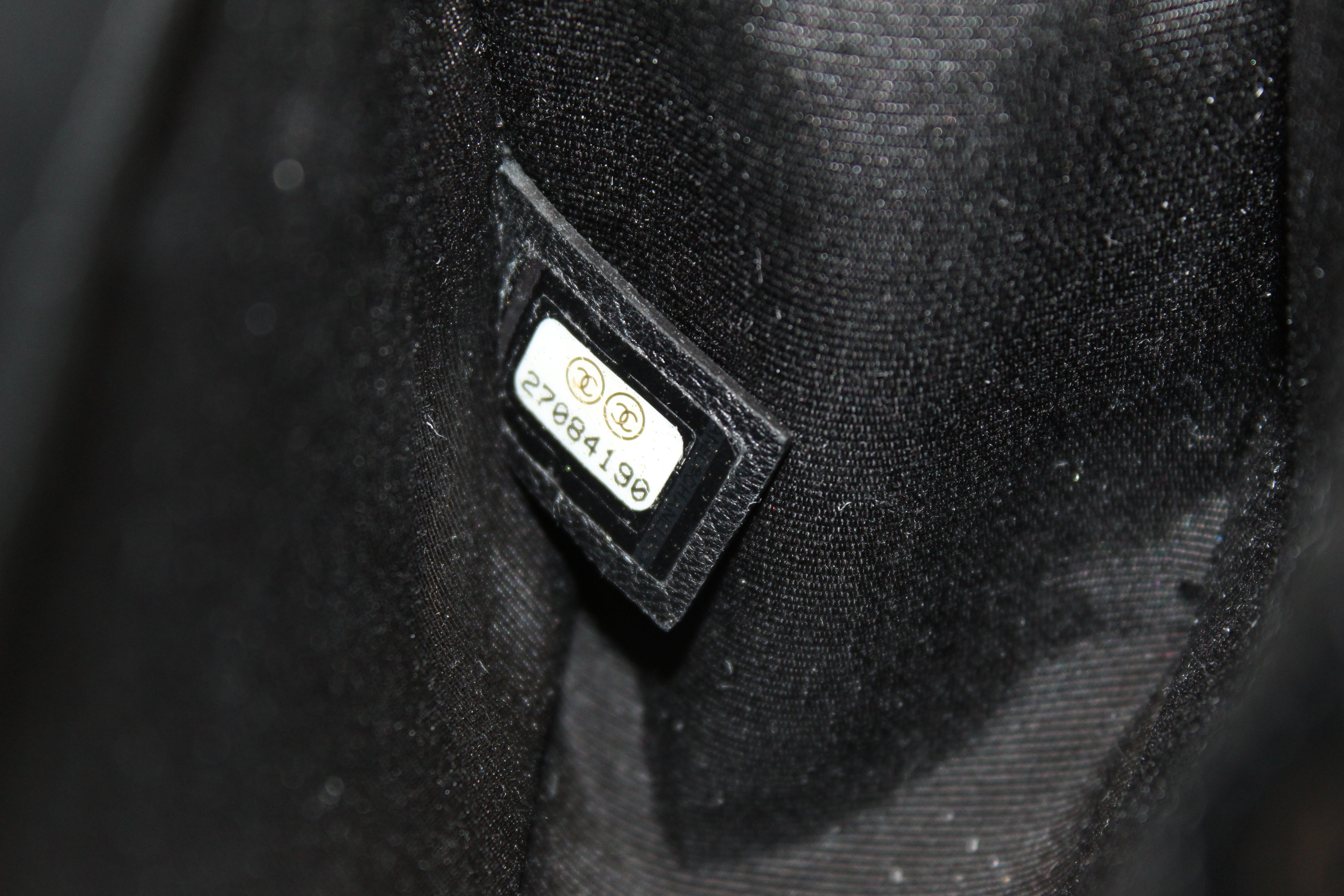 Authentic Chanel Black Quilted Lambskin Leather Medium Boy Shoulder Bag