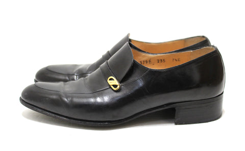 Authentic Salvatore Ferragamo Men's Black Calf Leather Loafer Dress Shoes size 7.5
