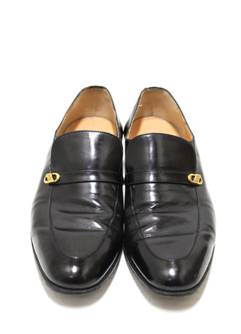 Authentic Salvatore Ferragamo Men's Black Calf Leather Loafer Dress Shoes size 7.5
