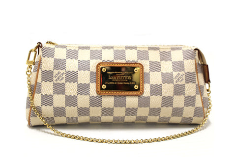 Authentic Louis Vuitton Damier Azur Canvas Eva Clutch Messenger Bag