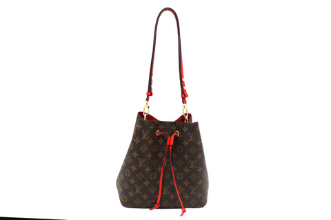 Authentic Louis Vuitton Classic Monogram Red NeoNoe Shoulder Bag