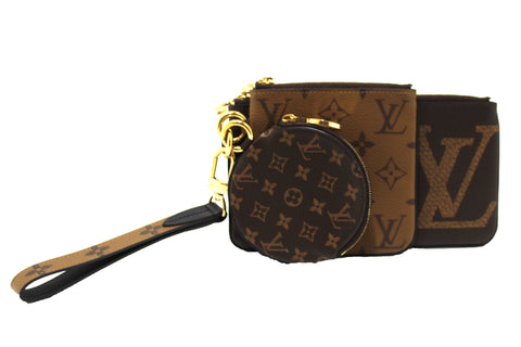 Authentic Louis Vuitton Monogram Giant/Monogram Reverse Canvas Trio Pouch