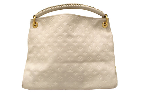 Authentic Louis Vuitton White Monogram Empreinte Leather Artsy MM Shoulder Tote Bag