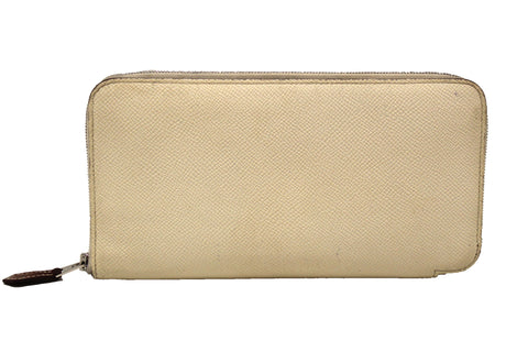 Authentic Hermes White Epsom Leather Azap Silk'In Classic Wallet