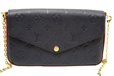 Authentic Louis Vuitton Navy Blue Monogram Empreinte Felicie Pochette Bag