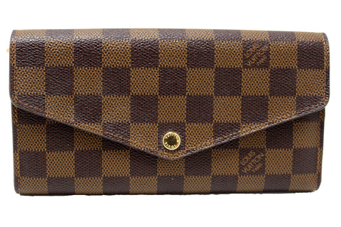 Authentic Louis Vuitton Damier Ebene Canvas Sarah Wallet