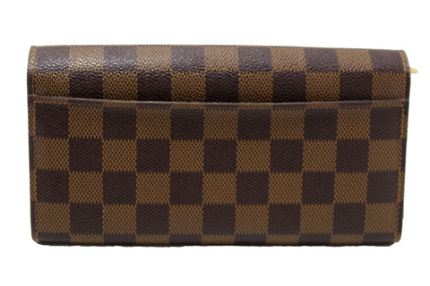 Authentic Louis Vuitton Damier Ebene Canvas Sarah Wallet