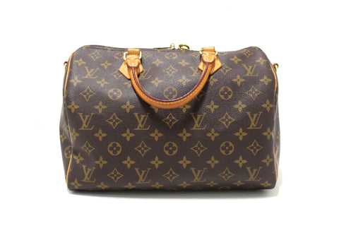 Authentic Louis Vuitton Classic Monogram Speedy 30 Bandouliere Bag