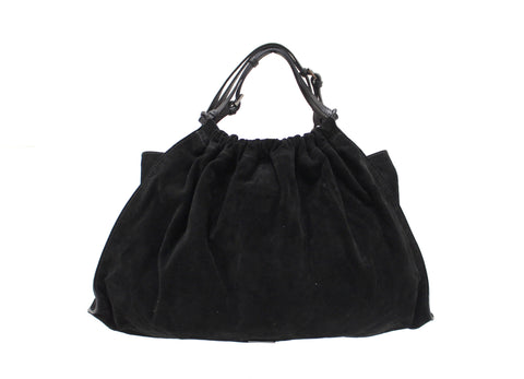 Authentic Gucci Black Suede Leather Hobo Shoulder Bag