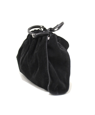 Authentic Gucci Black Suede Leather Hobo Shoulder Bag